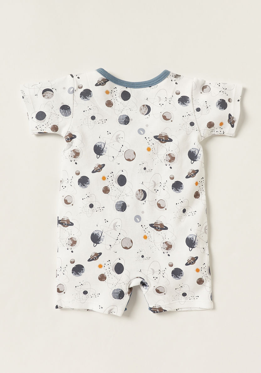 Juniors Space Print Romper with Round Neck and Short Sleeves-Rompers, Dungarees & Jumpsuits-image-3