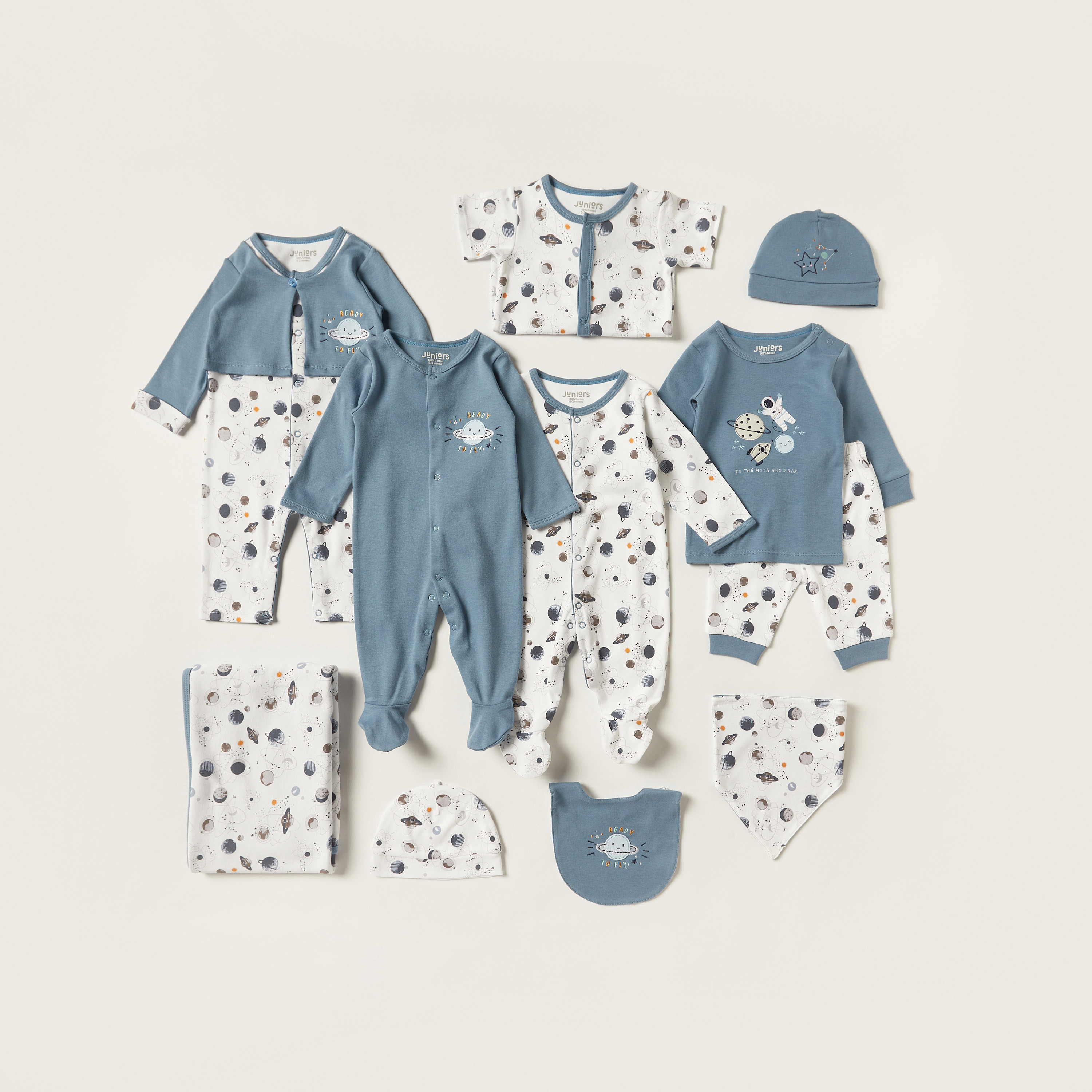 Juniors Space Print Romper with Round Neck and Short Sleeves-baby-boys-clothing-rompers-image-5
