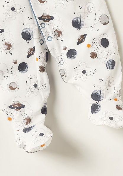 Juniors Space Print Closed Feet Sleepsuit with Round Neck and Long Sleeves-Sleepsuits-image-2