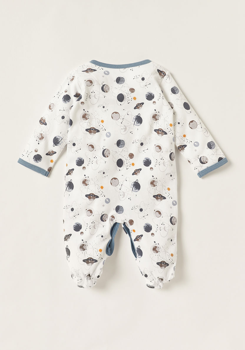Juniors Space Print Closed Feet Sleepsuit with Round Neck and Long Sleeves-Sleepsuits-image-3