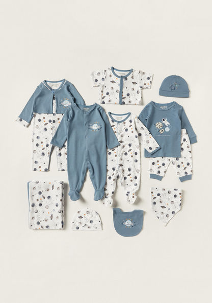 Juniors Space Print Closed Feet Sleepsuit with Round Neck and Long Sleeves-Sleepsuits-image-4