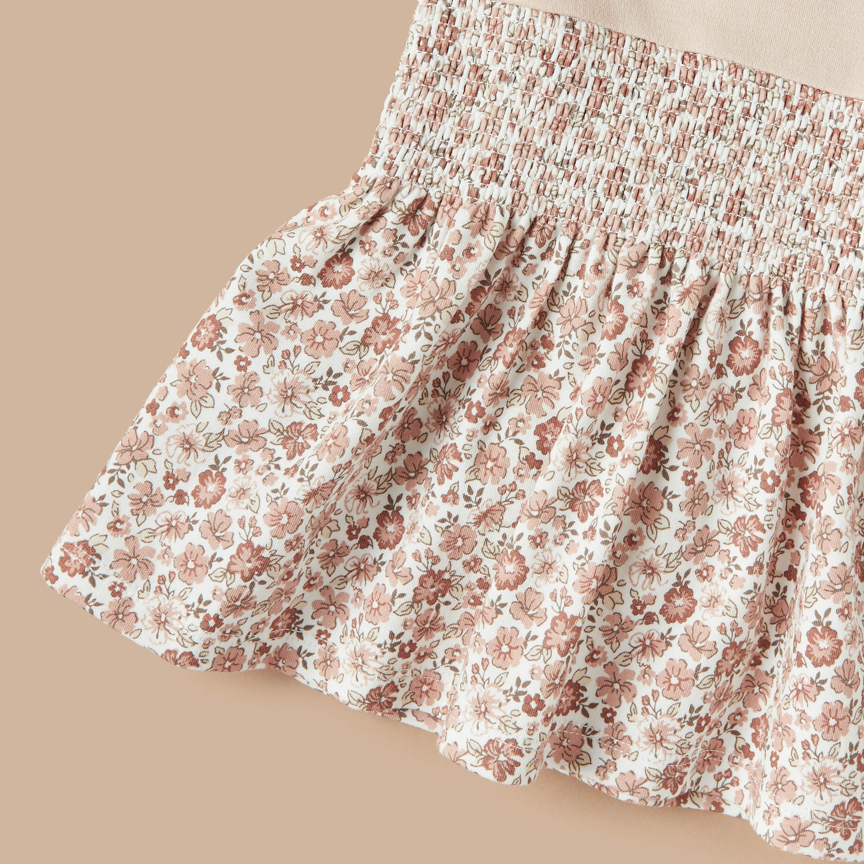 Juniors All-Over Floral Print A-line Dress with Short Sleeves and Round Neck-baby-girls-clothing-dressesandjumpsuits-image-3