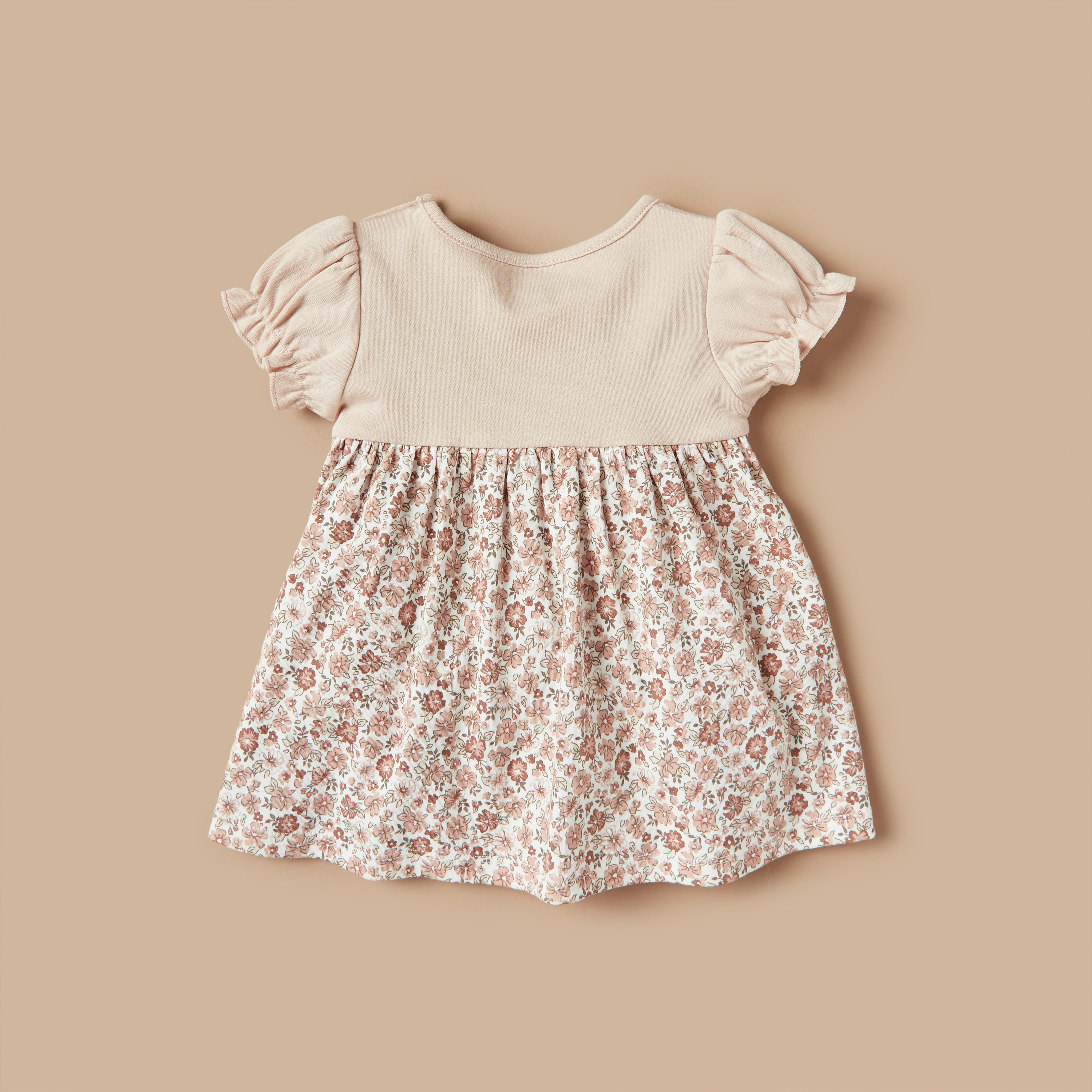 Juniors All-Over Floral Print A-line Dress with Short Sleeves and Round Neck-baby-girls-clothing-dressesandjumpsuits-image-4