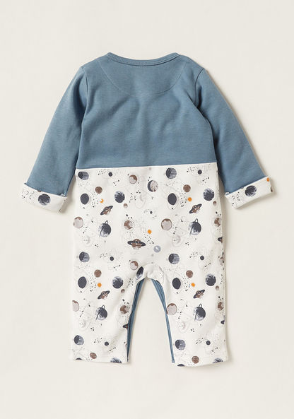 Juniors Printed Sleepsuit with Long Sleeves and Button Closure