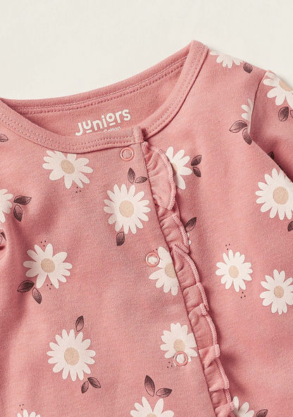 Juniors All Over Floral Print Sleepsuit with Long Sleeves