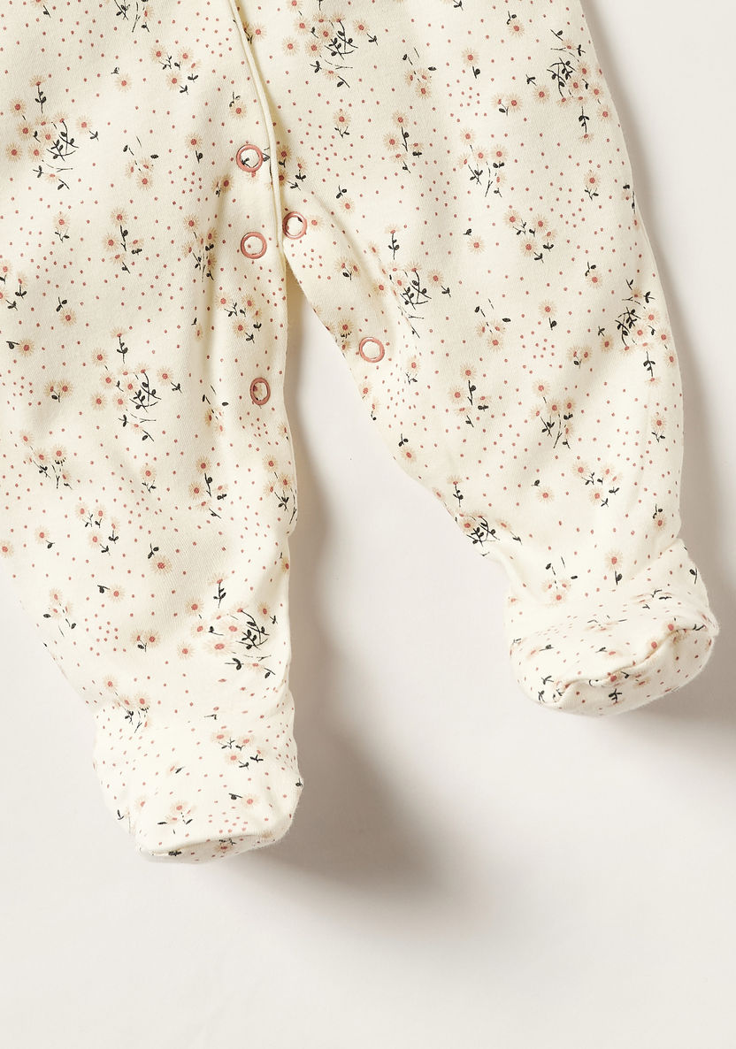 Juniors Floral Print Closed Feet Sleepsuit with Long Sleeves-Sleepsuits-image-2
