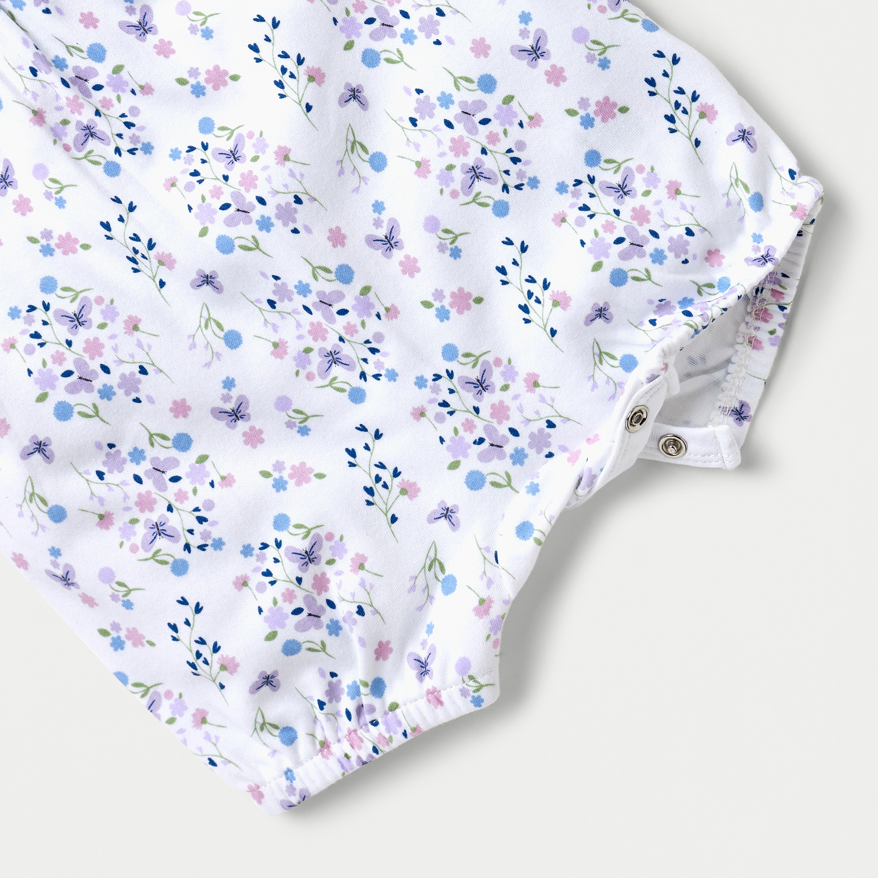 Juniors Floral Print Romper with Collar and Puff Sleeves-baby-girls-clothing-rompers-image-4