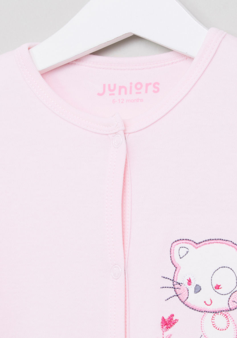Juniors Cat Embroidered Closed Feet Sleepsuit-Sleepsuits-image-1