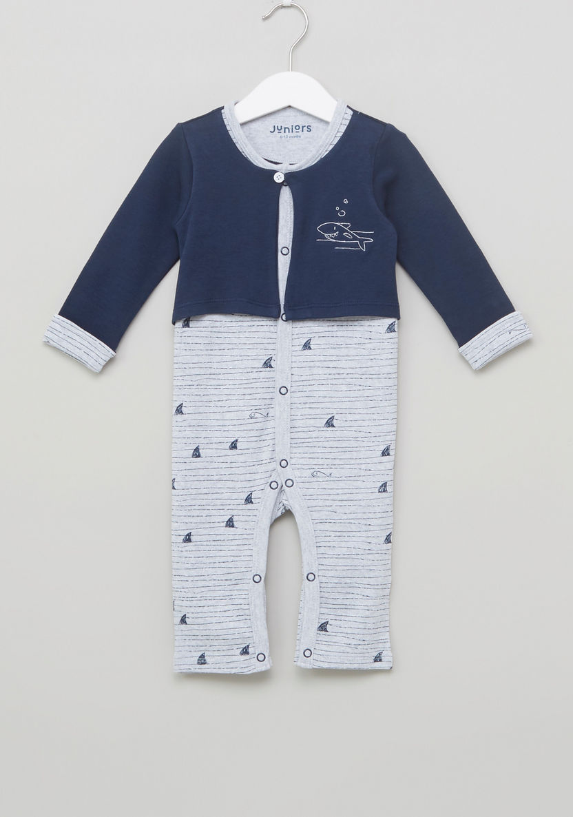 Juniors Printed Mock Jacket Sleepsuit-Sleepsuits-image-0
