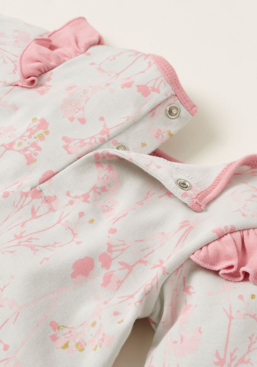 Juniors Floral Print Top and Solid Pyjama Set-Pyjama Sets-image-5