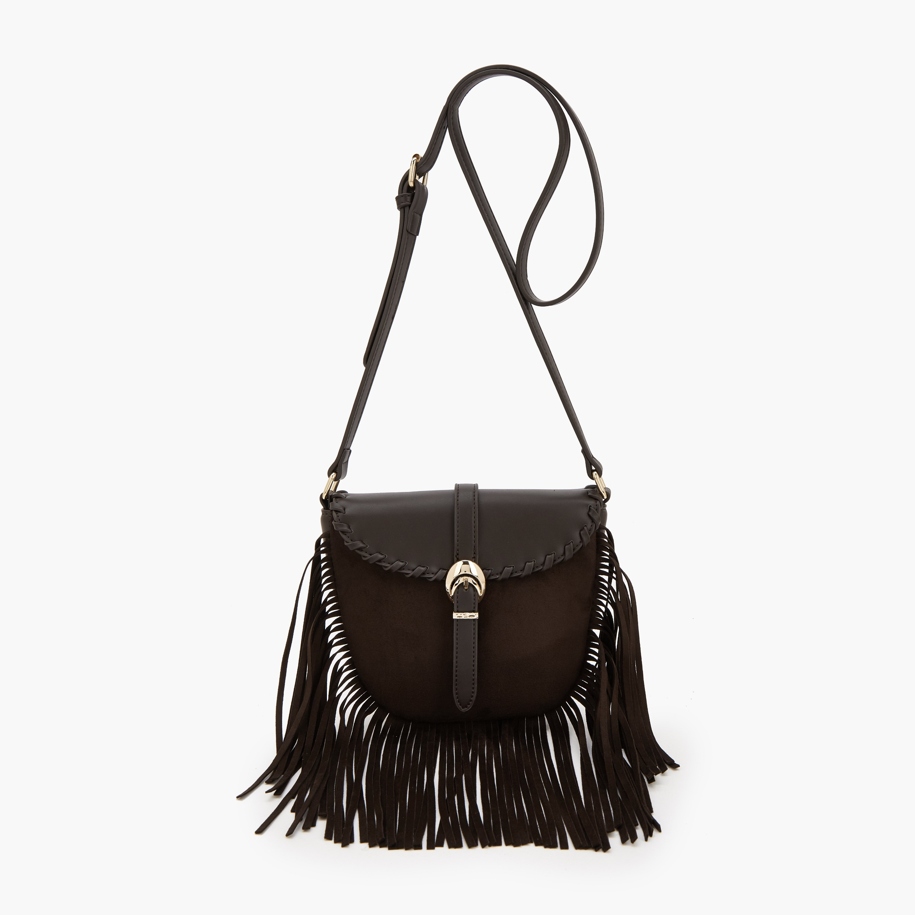 شنطة كروس بودي بحزام قابل للتعديل وتفاصيل شراشيب من فلورا بيلا-women-bagsandwallets-handbags-image-1
