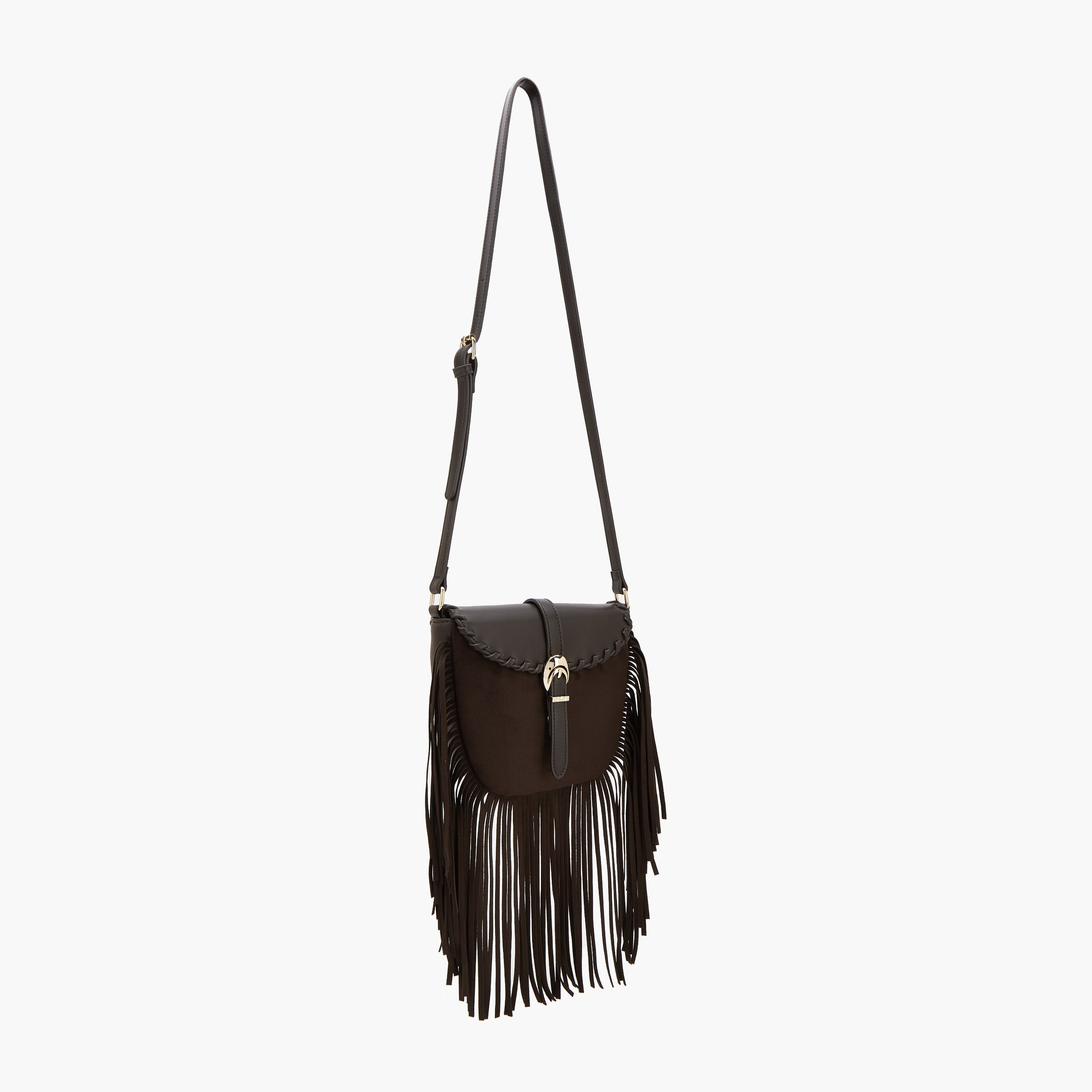 شنطة كروس بودي بحزام قابل للتعديل وتفاصيل شراشيب من فلورا بيلا-women-bagsandwallets-handbags-image-2
