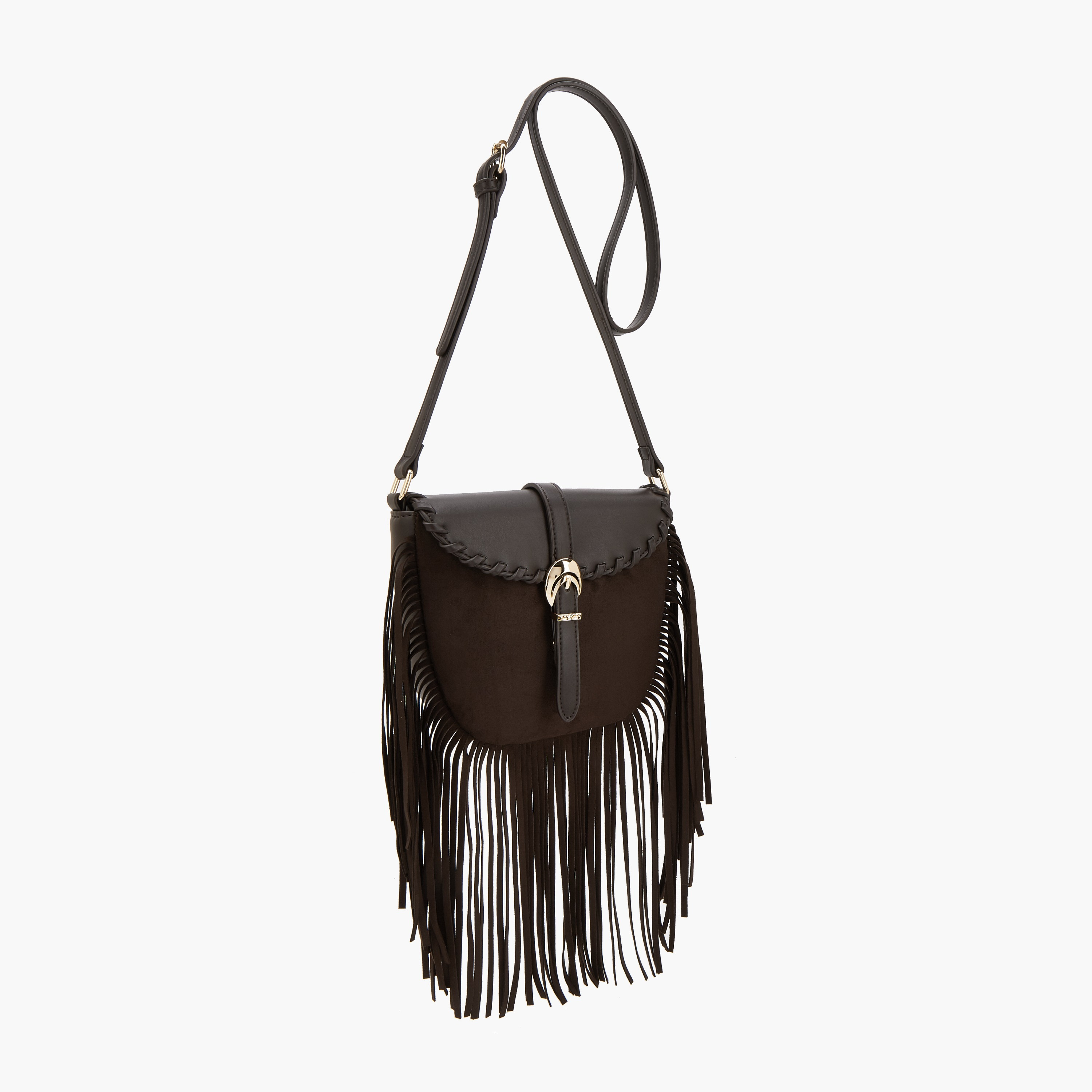 شنطة كروس بودي بحزام قابل للتعديل وتفاصيل شراشيب من فلورا بيلا-women-bagsandwallets-handbags-image-3