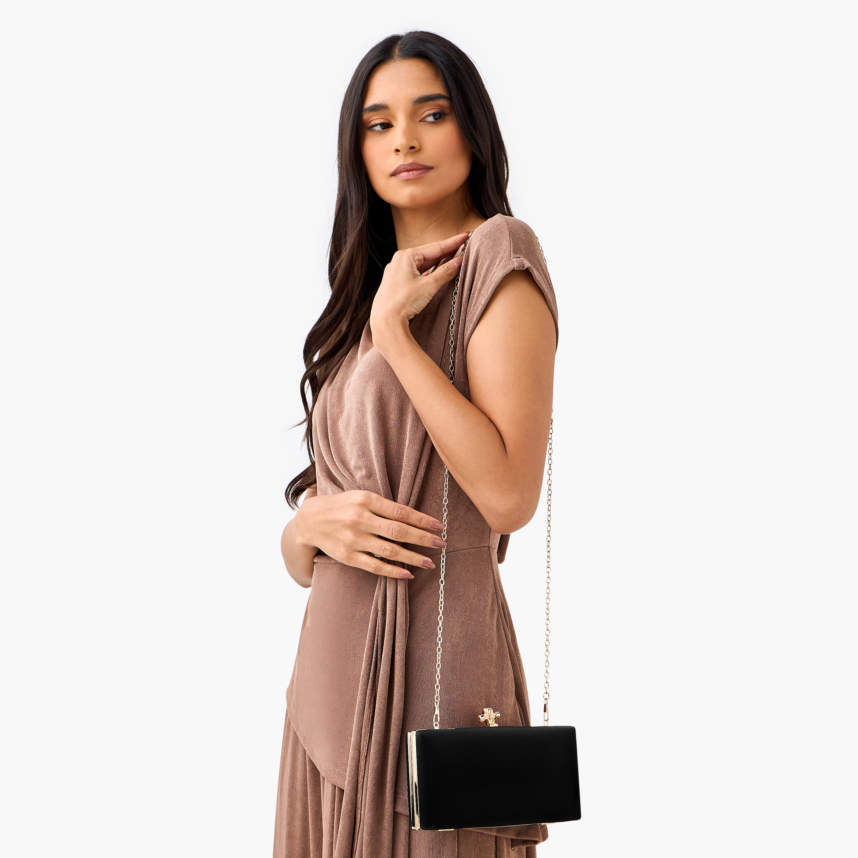 شنطة كلاتش سادة بحزام سلسلة من فلورا بيلا-women-bagsandwallets-handbags-image-2