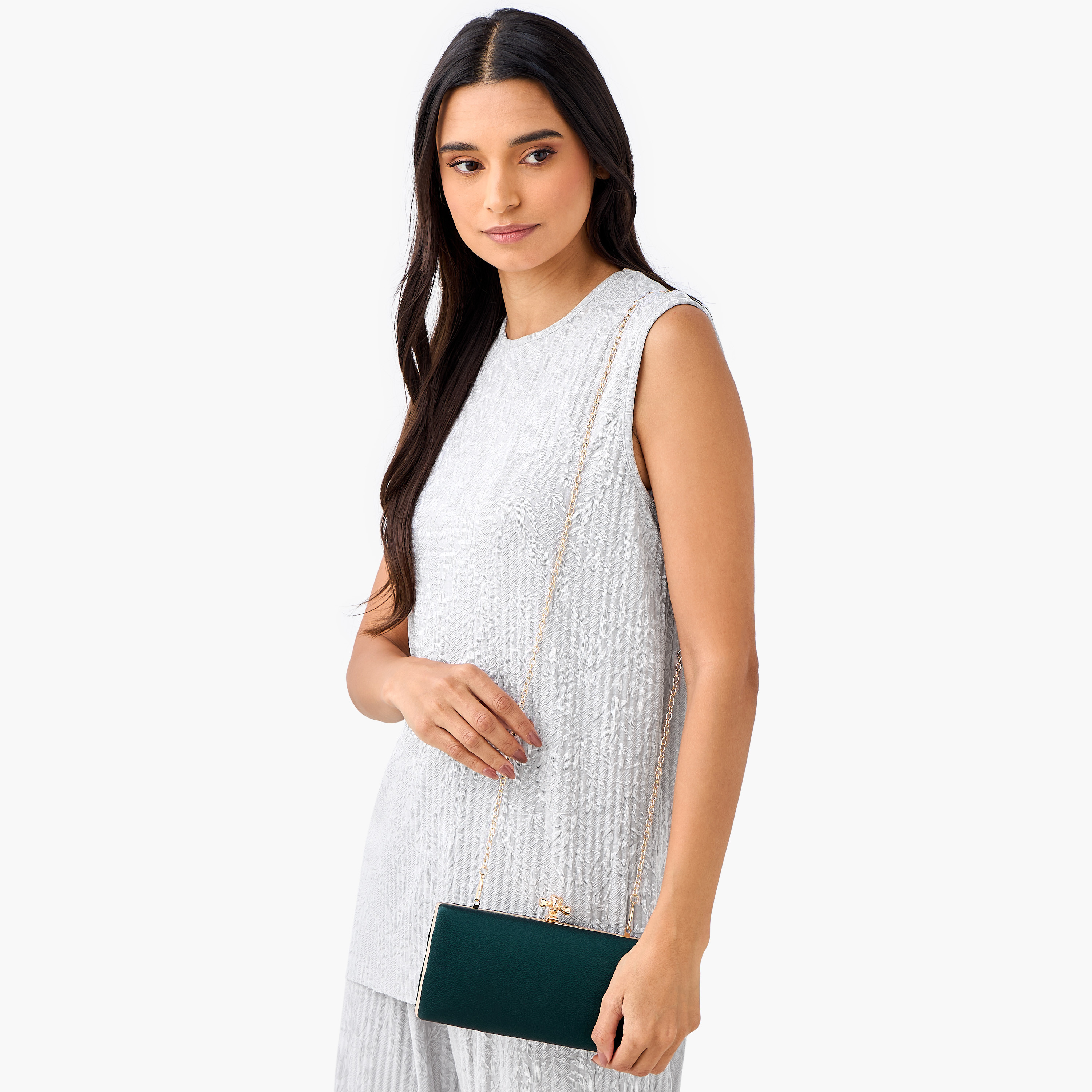 شنطة كلاتش سادة بحزام سلسلة من فلورا بيلا-women-bagsandwallets-handbags-image-2