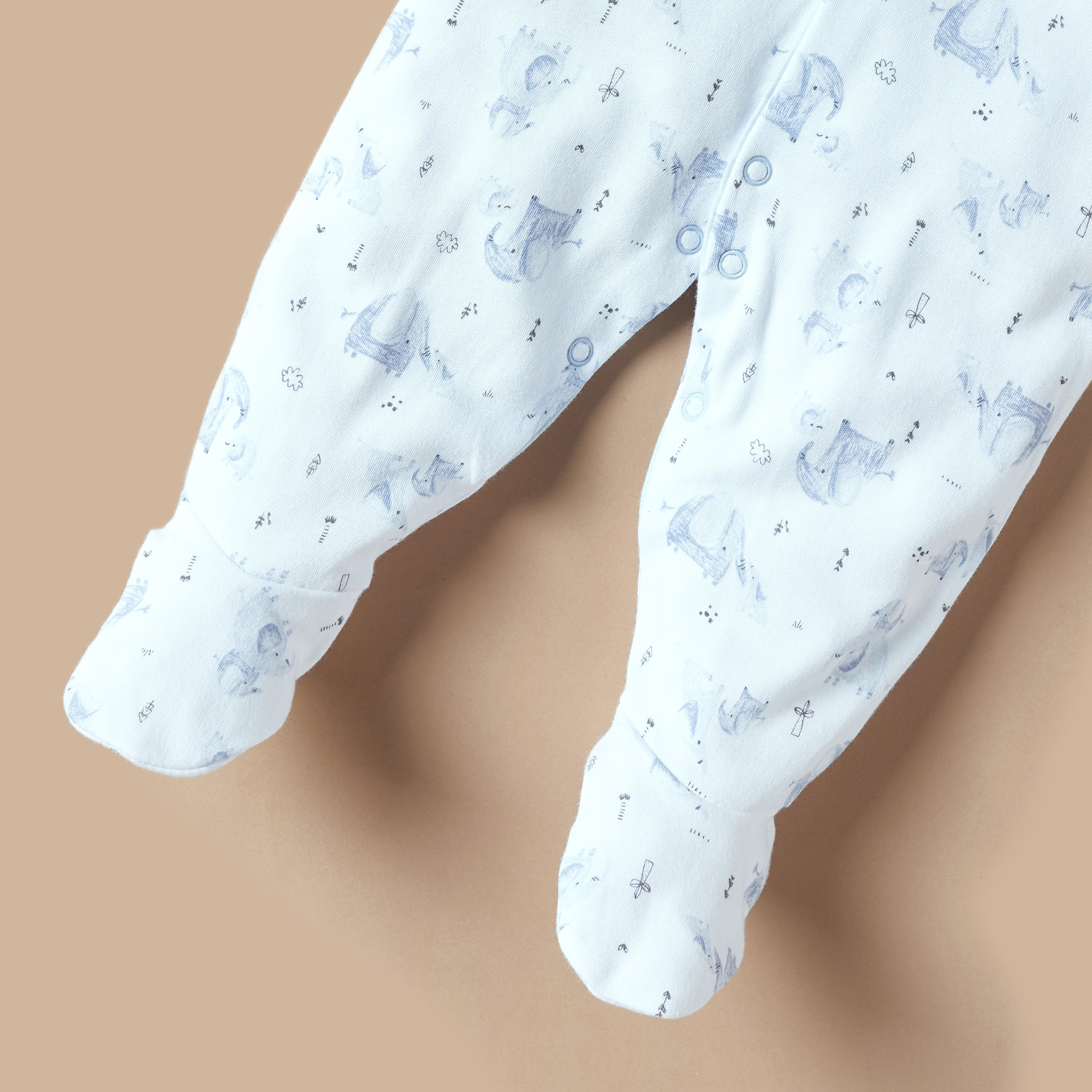 Juniors All-Over Elephant Print Closed Feet Sleepsuit-baby-boys-clothing-nightwear-sleepsuits-image-3