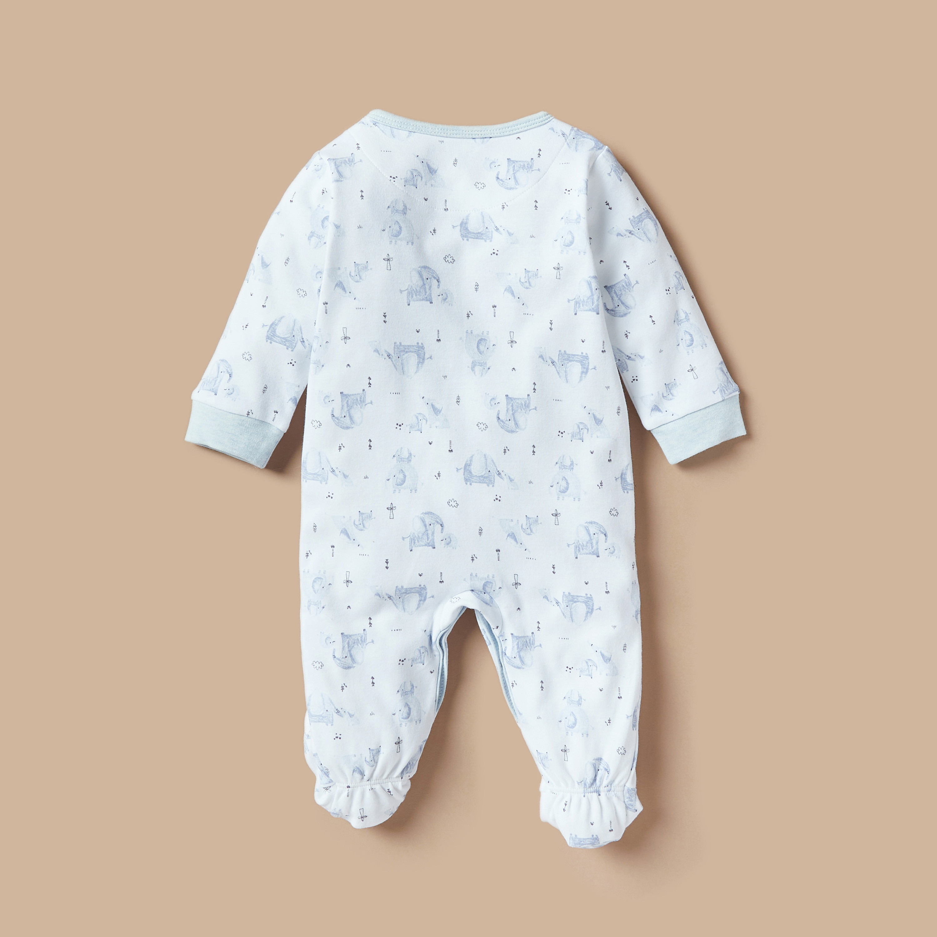 Juniors All-Over Elephant Print Closed Feet Sleepsuit-baby-boys-clothing-nightwear-sleepsuits-image-4