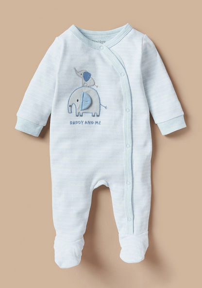 Juniors Elephant Embroidered Sleepsuit with Long Sleeves-Sleepsuits-image-0