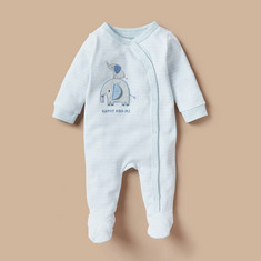 Juniors Elephant Embroidered Sleepsuit with Long Sleeves