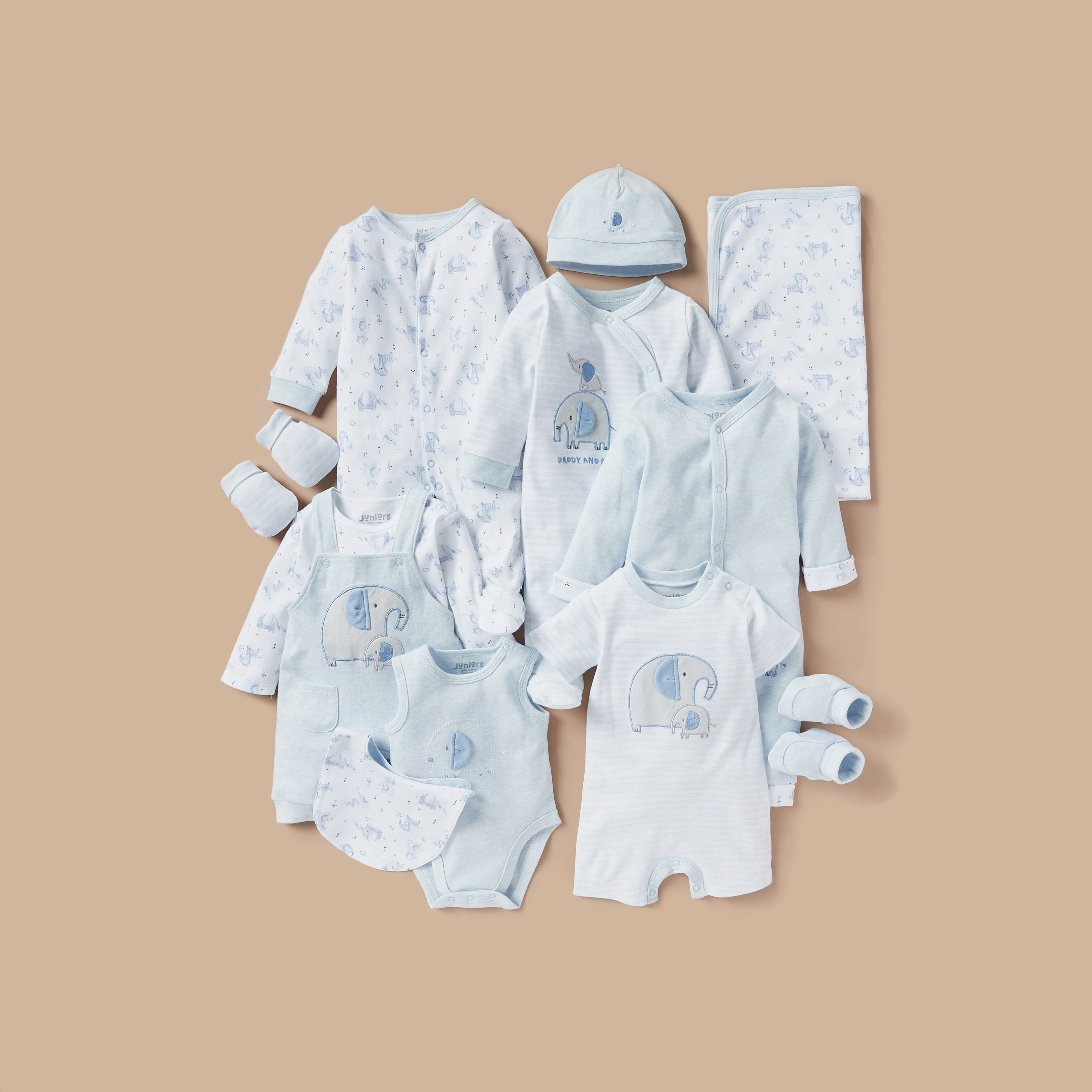 Juniors Elephant Embroidered Sleepsuit with Long Sleeves-baby-boys-clothing-nightwear-sleepsuits-image-5