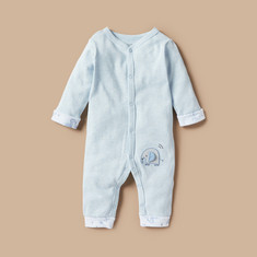 Juniors Elephant Embroidered Sleepsuit with Long Sleeves