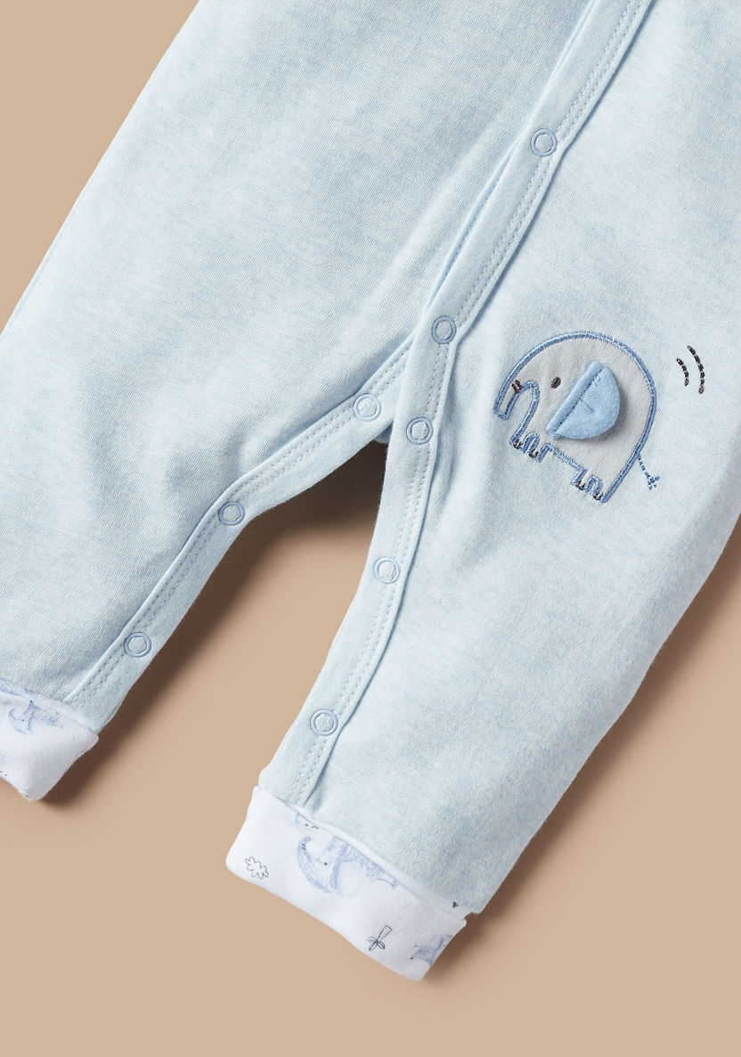 Juniors Elephant Embroidered Sleepsuit with Long Sleeves-Sleepsuits-image-2