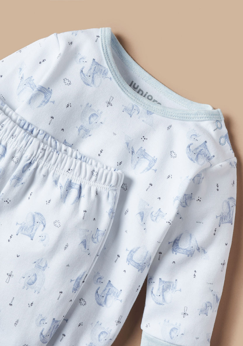 Juniors All-Over Elephant Print T-shirt and Pyjama Set-Pyjama Sets-image-3