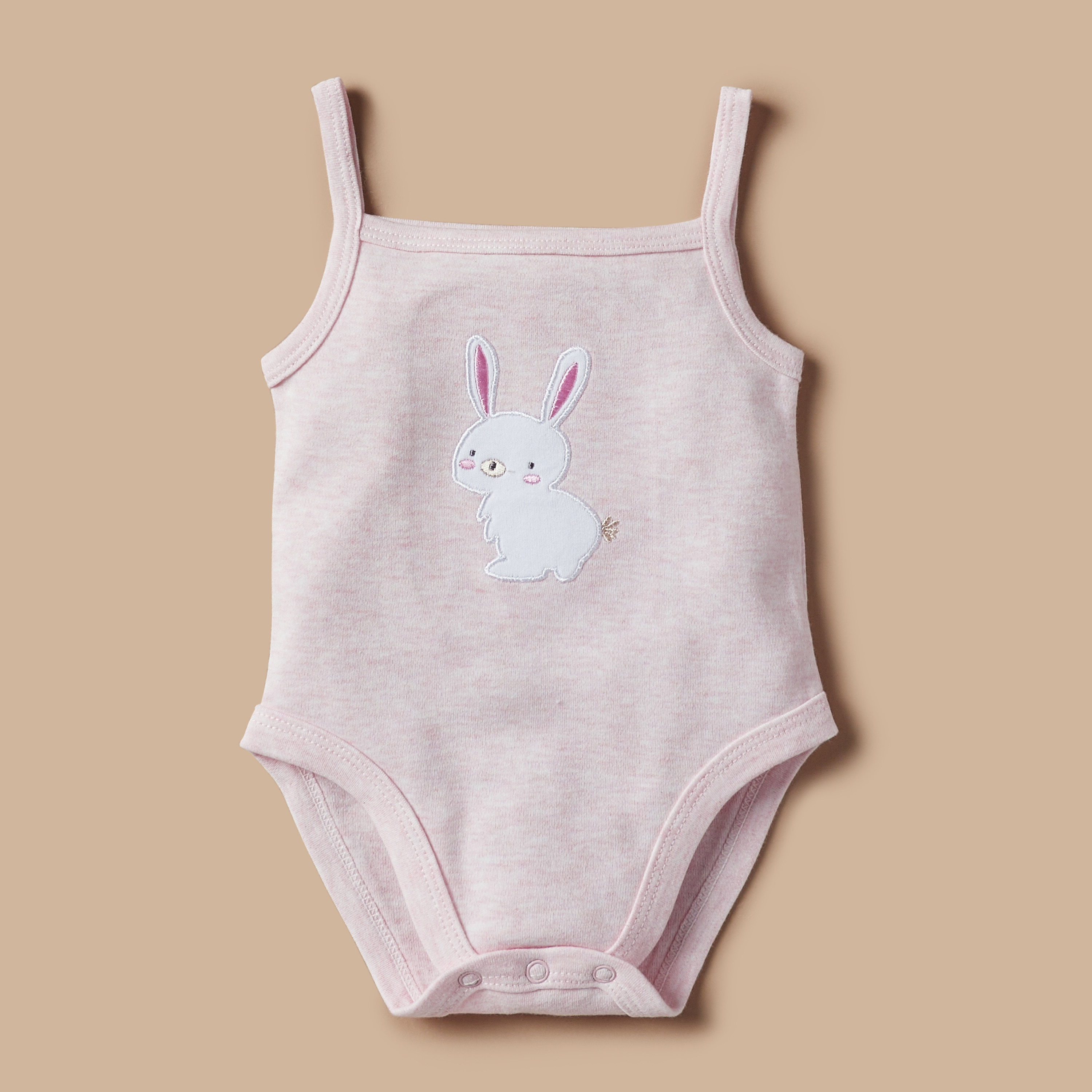 Juniors Bunny Print Bodysuit with Snap Button Closure - Set of 2-baby-girls-clothing-bodysuits-image-2