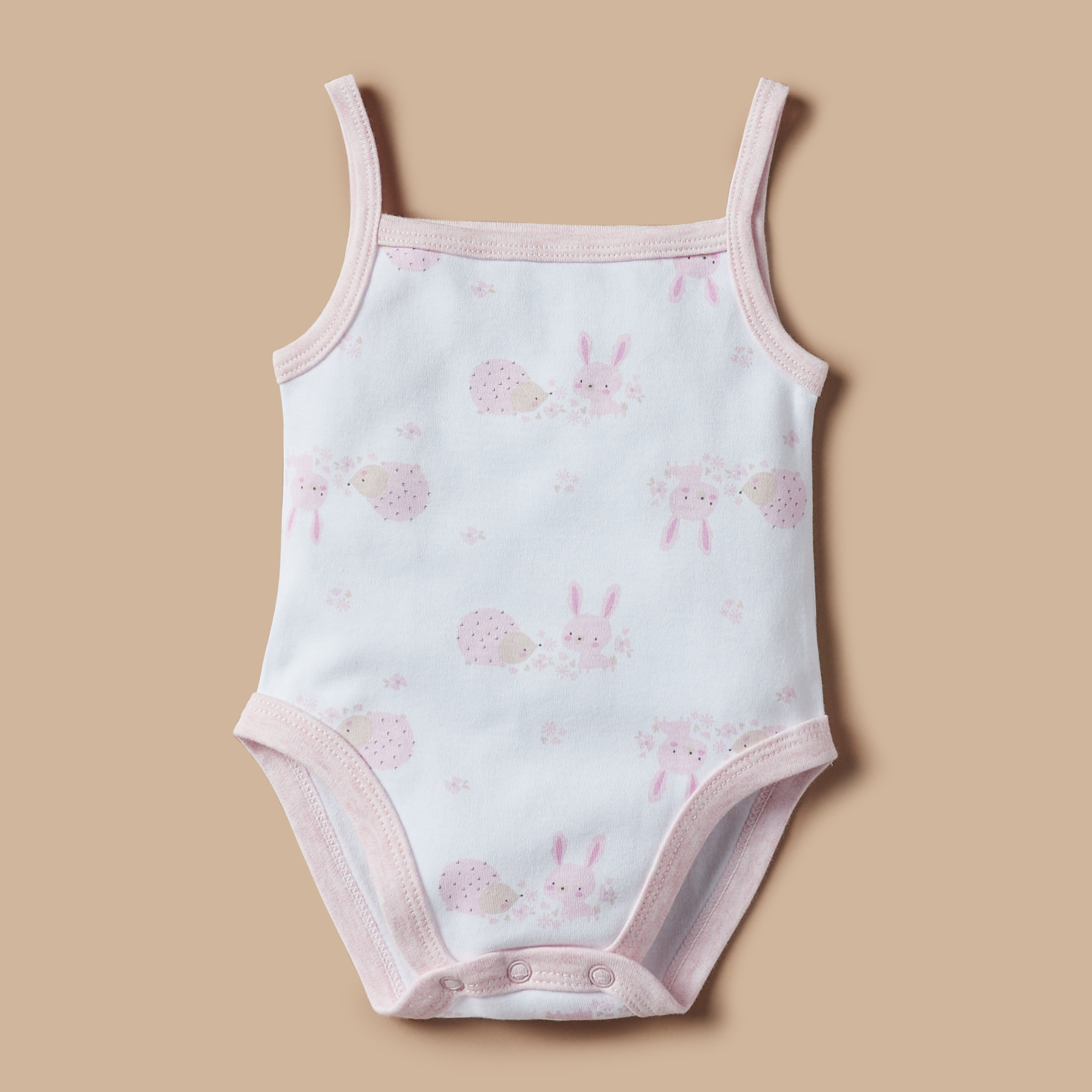 Juniors Bunny Print Bodysuit with Snap Button Closure - Set of 2-baby-girls-clothing-bodysuits-image-3