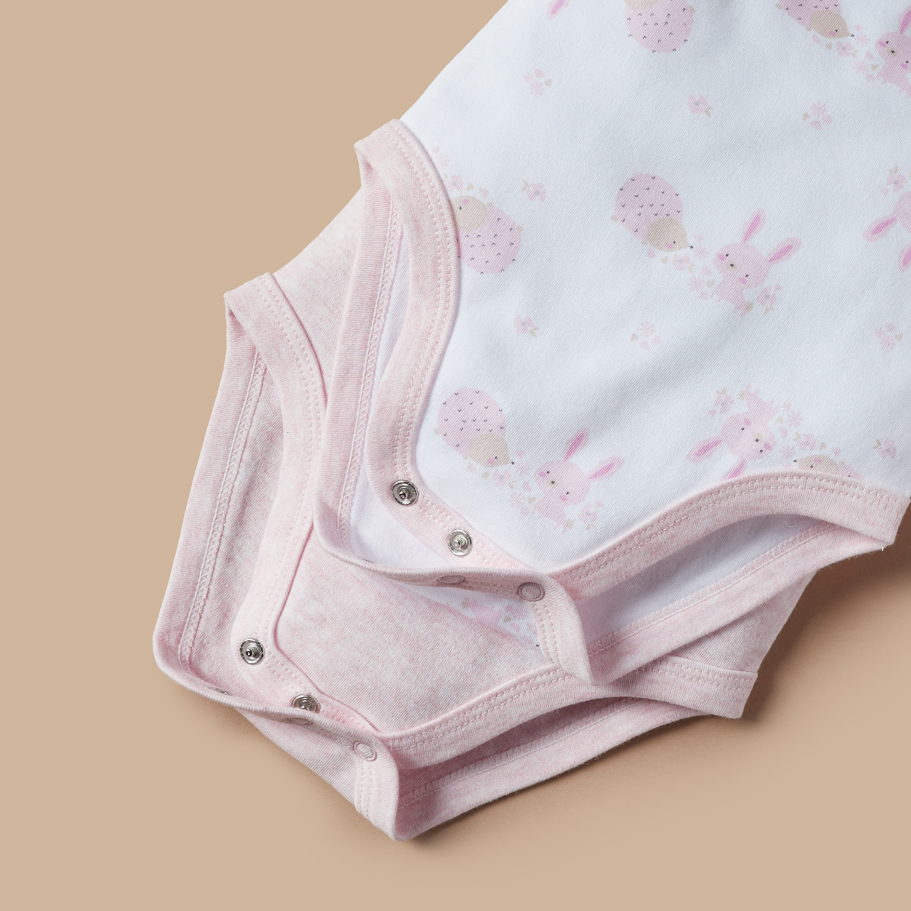 Juniors Bunny Print Bodysuit with Snap Button Closure - Set of 2-baby-girls-clothing-bodysuits-image-5