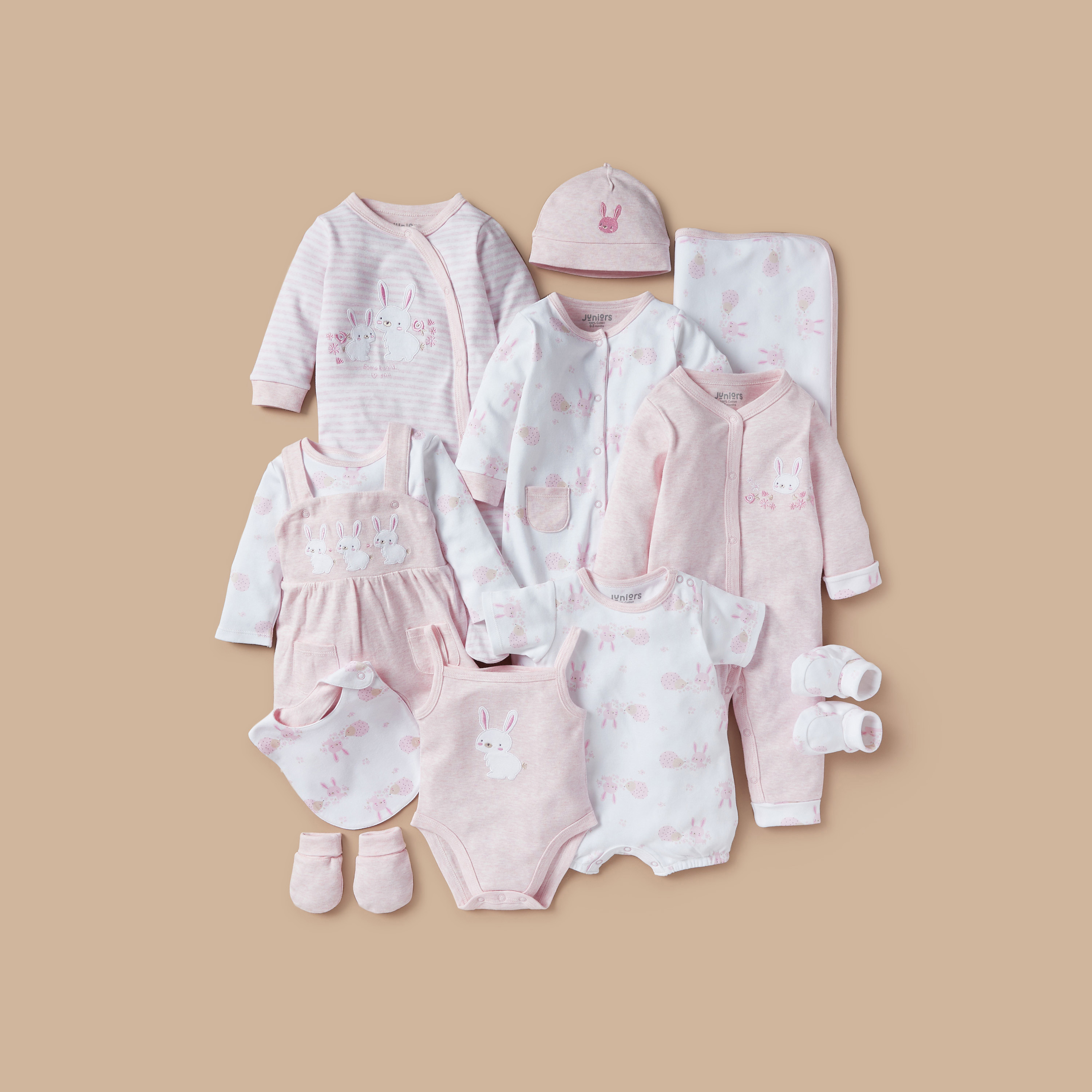 Juniors Bunny Print Bodysuit with Snap Button Closure - Set of 2-baby-girls-clothing-bodysuits-image-6