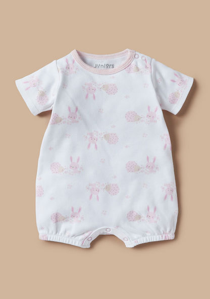 Juniors All-Over Bunny Print Romper with Button Closure-Rompers%2C Dungarees and Jumpsuits-image-0
