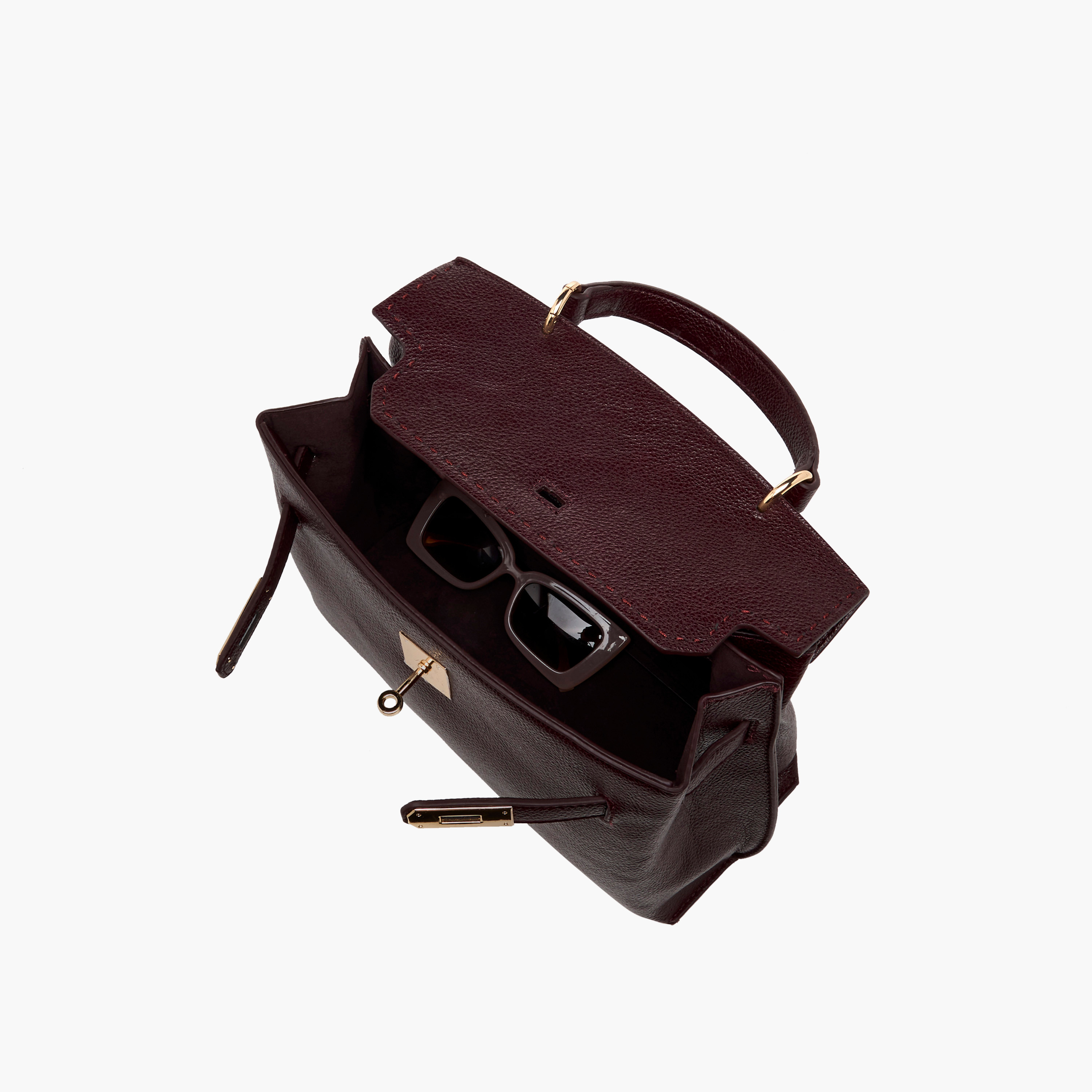 Flora Bella Solid Satchel Bag with Twist Lock Closure-women-bagsandwallets-handbags-image-7