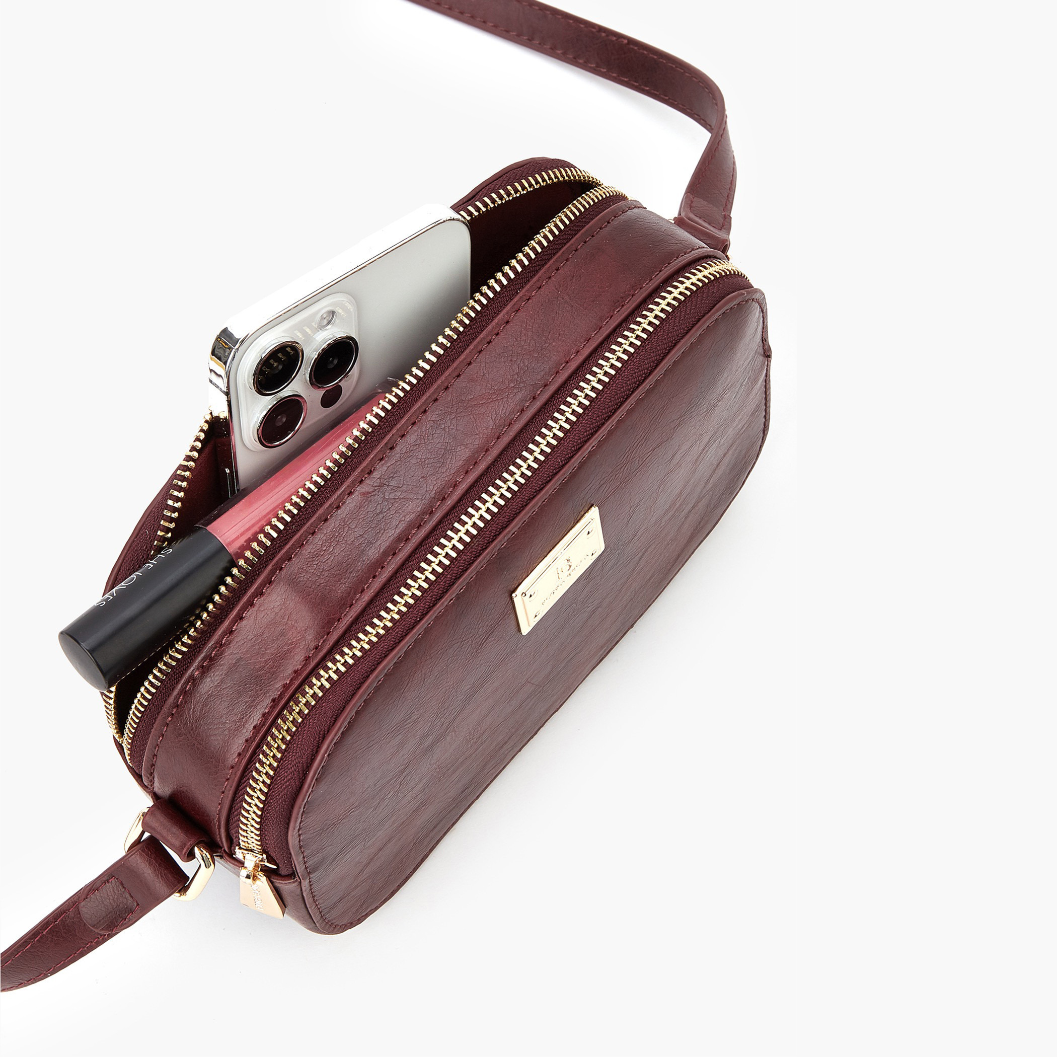 Flora Bella Solid Crossbody Bag with Adjustable Strap and Zip Closure-women-bagsandwallets-handbags-image-3