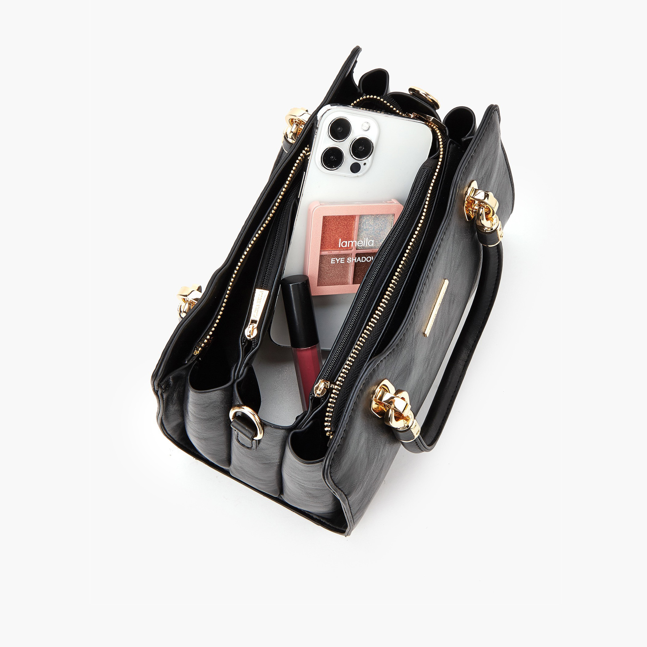 Flora Bella Solid Tote Bag with Double Handle and Zip Closure-women-bagsandwallets-handbags-image-3