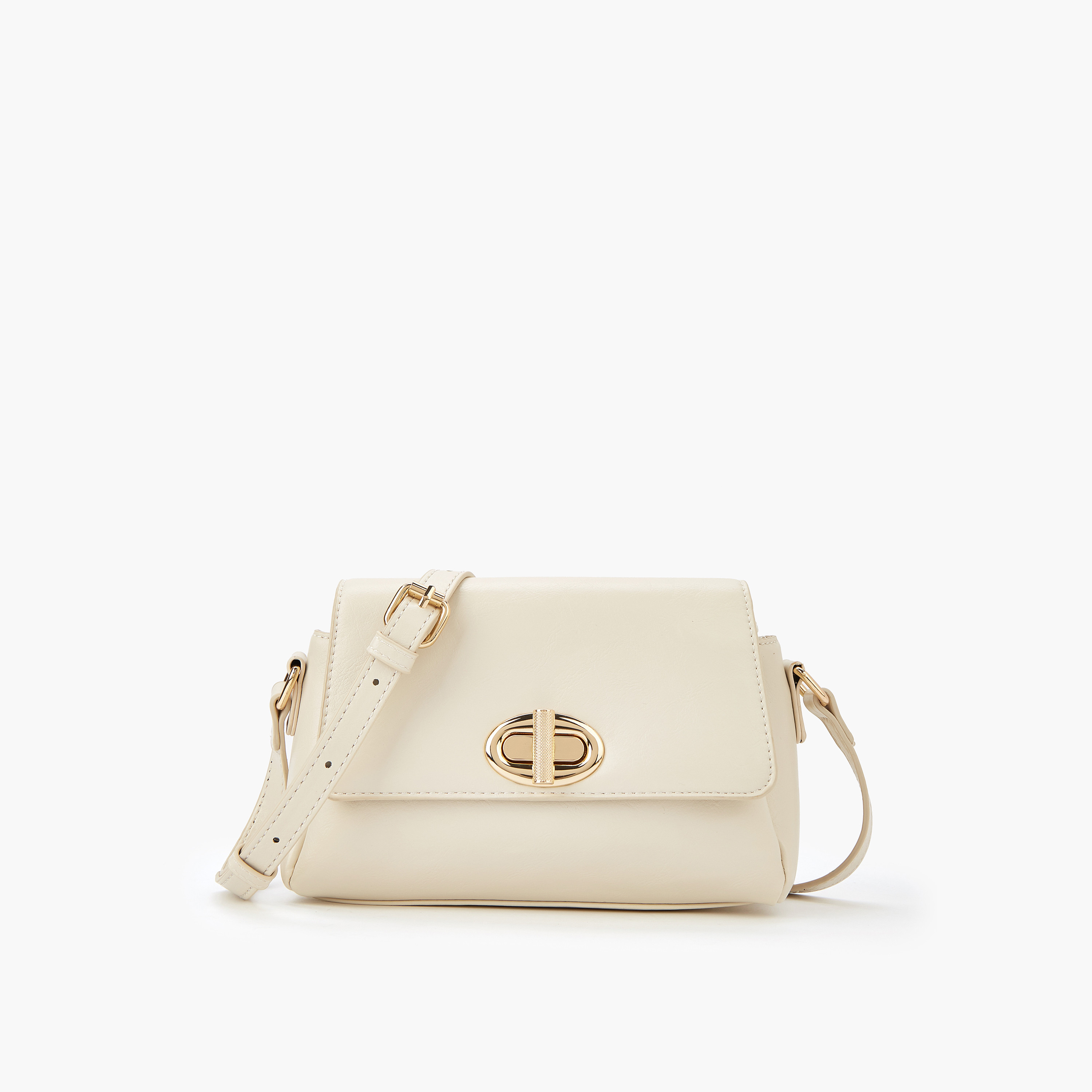 Flora Bella Solid Crossbody Bag with Adjustable Strap and Twist Lock Closure-women-bagsandwallets-handbags-image-1