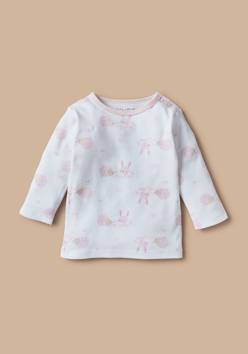 Juniors Bunny Print T-shirt and Dungaree Set-Rompers%2C Dungarees and Jumpsuits-image-1