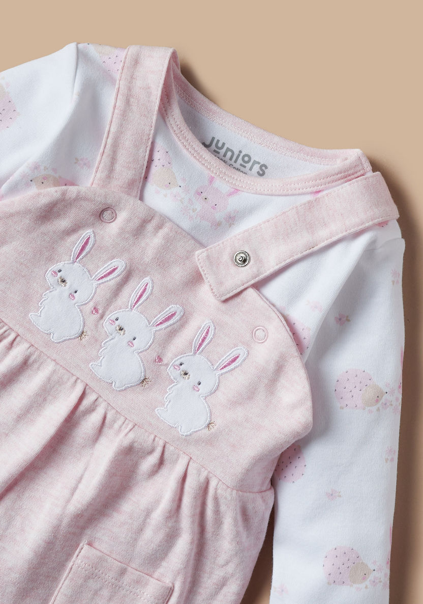 Juniors Bunny Print T-shirt and Dungaree Set-Rompers%2C Dungarees and Jumpsuits-image-3