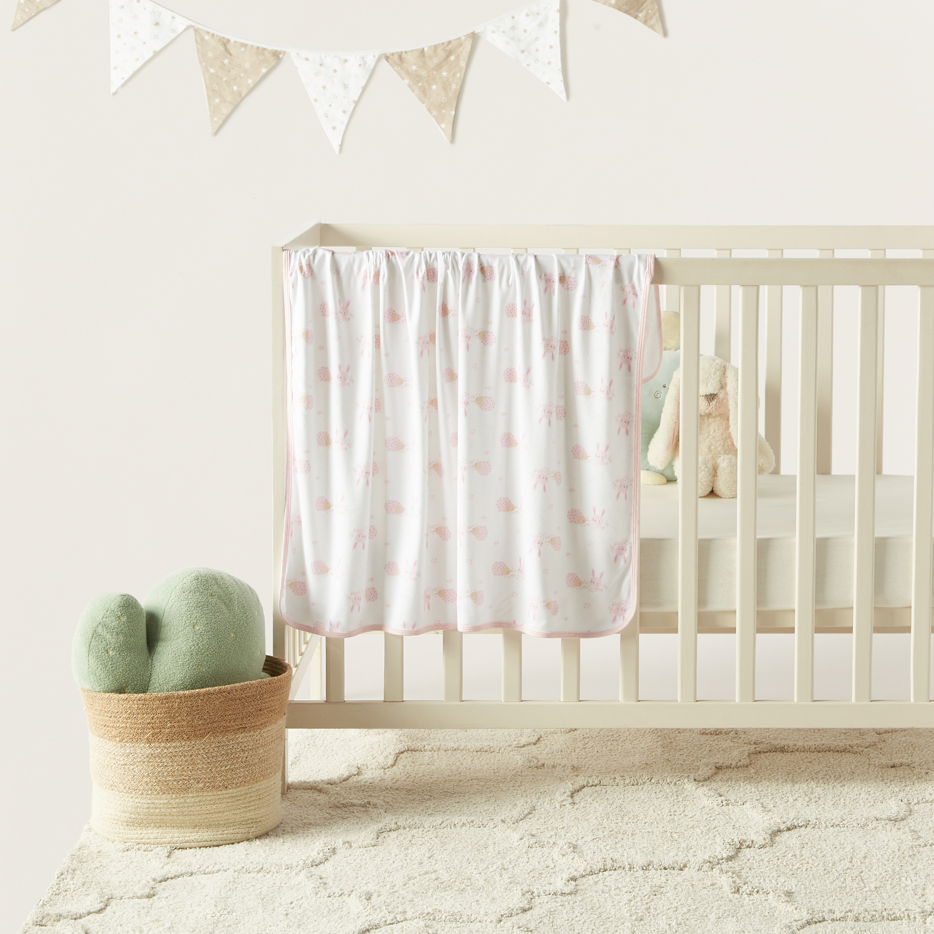 Juniors All-Over Bunny Print Receiving Blanket - 70x70 cm-baby-nursery-blanketsandswaddles-receivingblankets-image-1