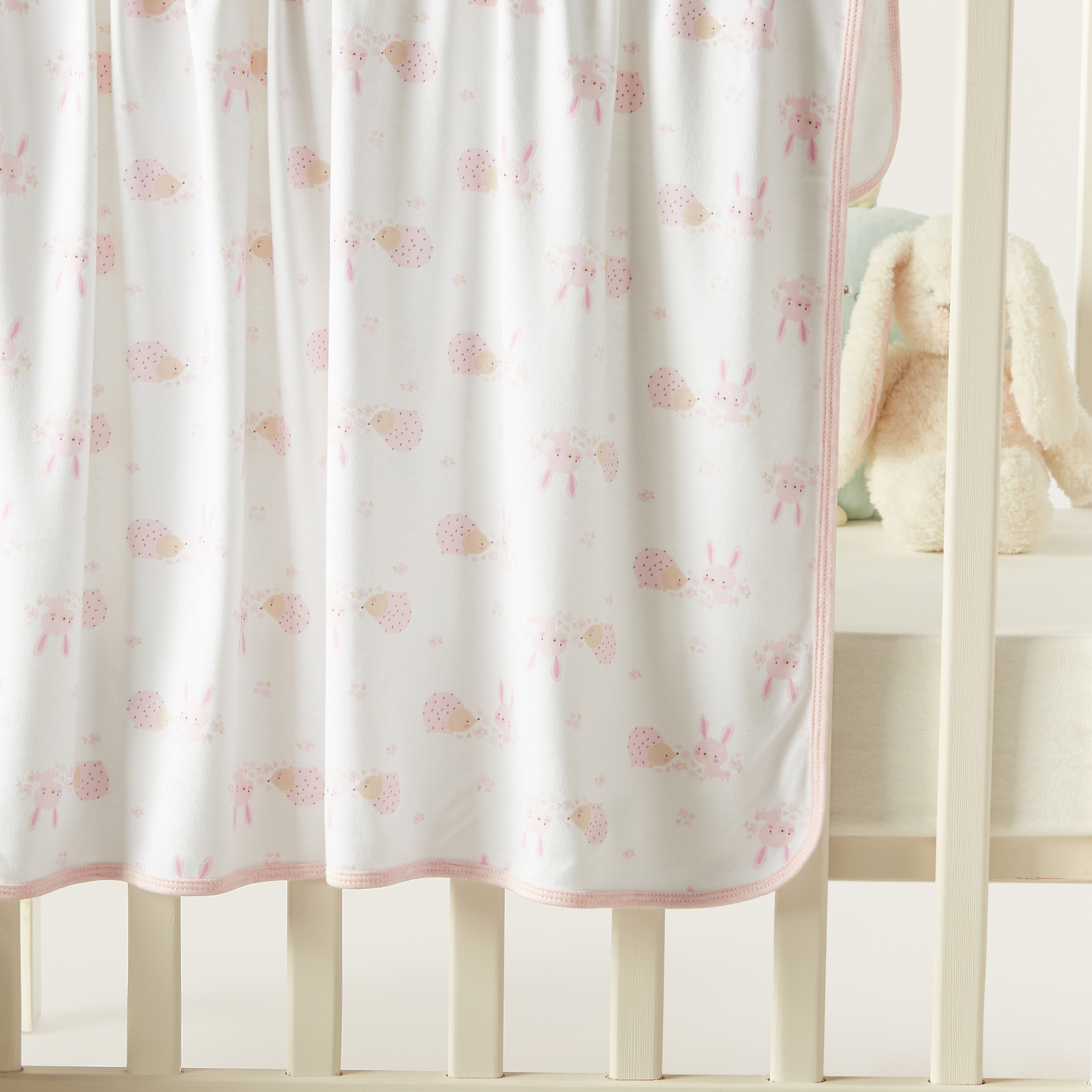 Juniors All-Over Bunny Print Receiving Blanket - 70x70 cm-baby-nursery-blanketsandswaddles-receivingblankets-image-3