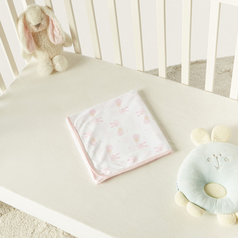 Juniors All-Over Bunny Print Receiving Blanket - 70x70 cm-Receiving Blankets-image-3