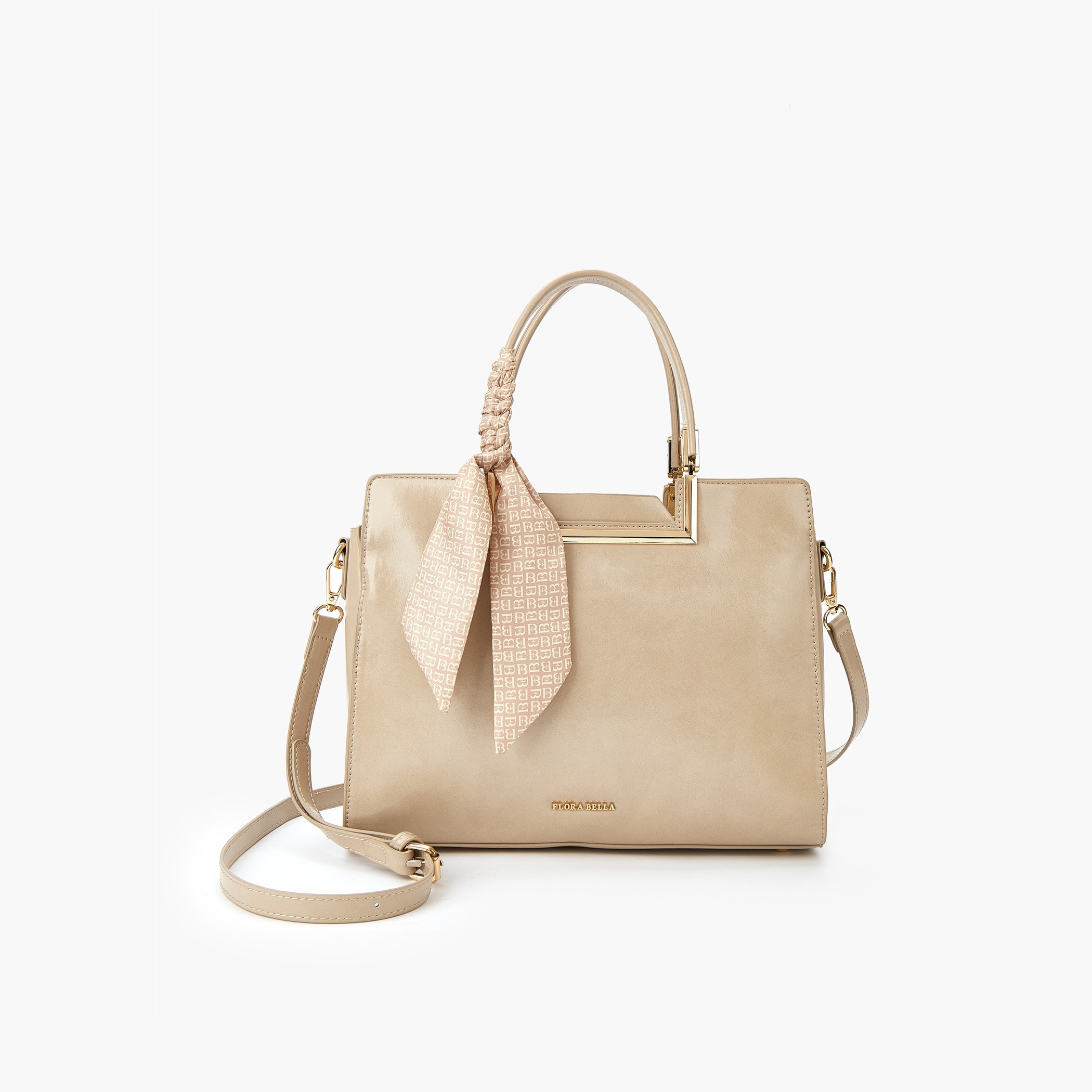 شنطة توت سادة بمقبض مزدوج وتفاصيل وشاح من فلورا بيلا-women-bagsandwallets-handbags-image-1