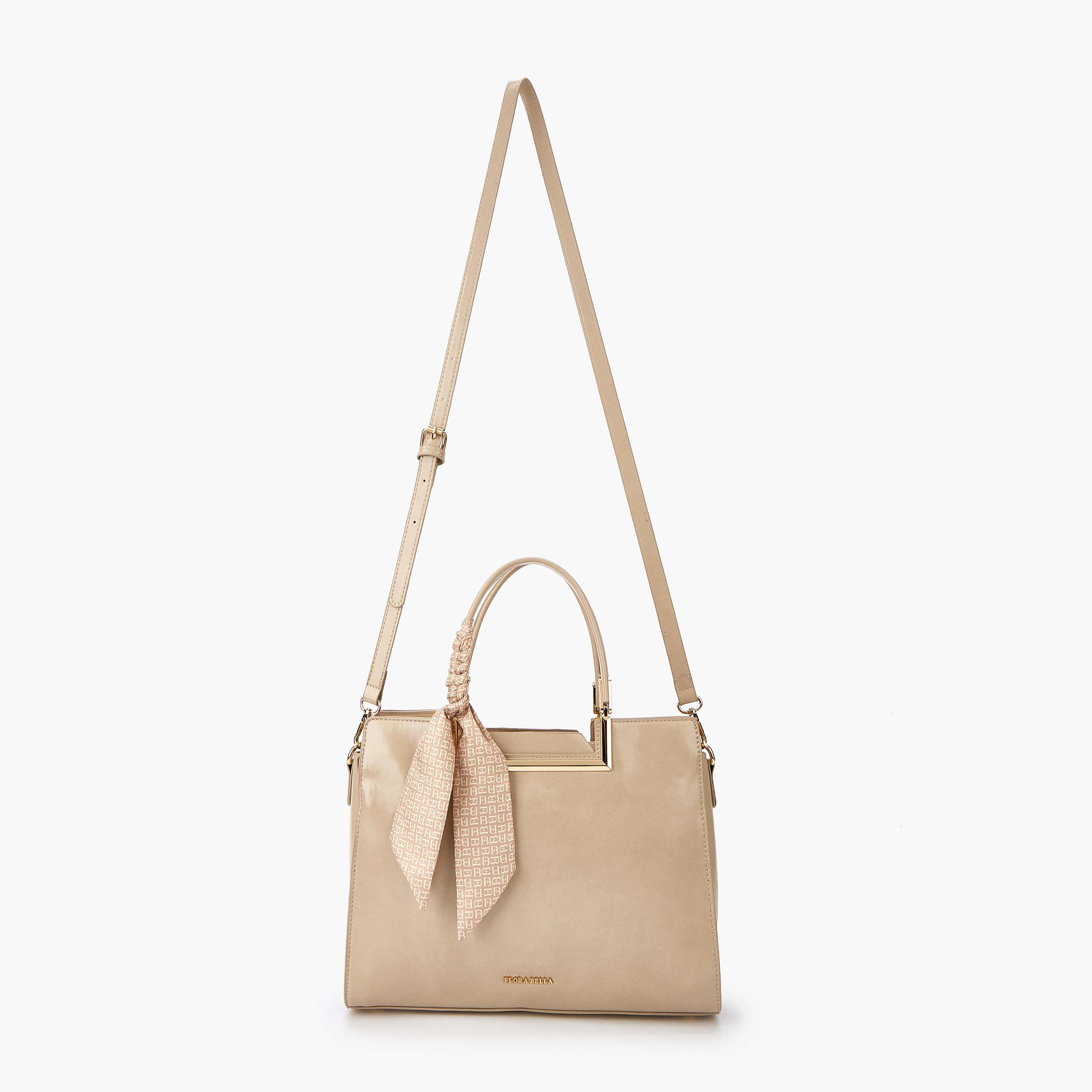 شنطة توت سادة بمقبض مزدوج وتفاصيل وشاح من فلورا بيلا-women-bagsandwallets-handbags-image-2