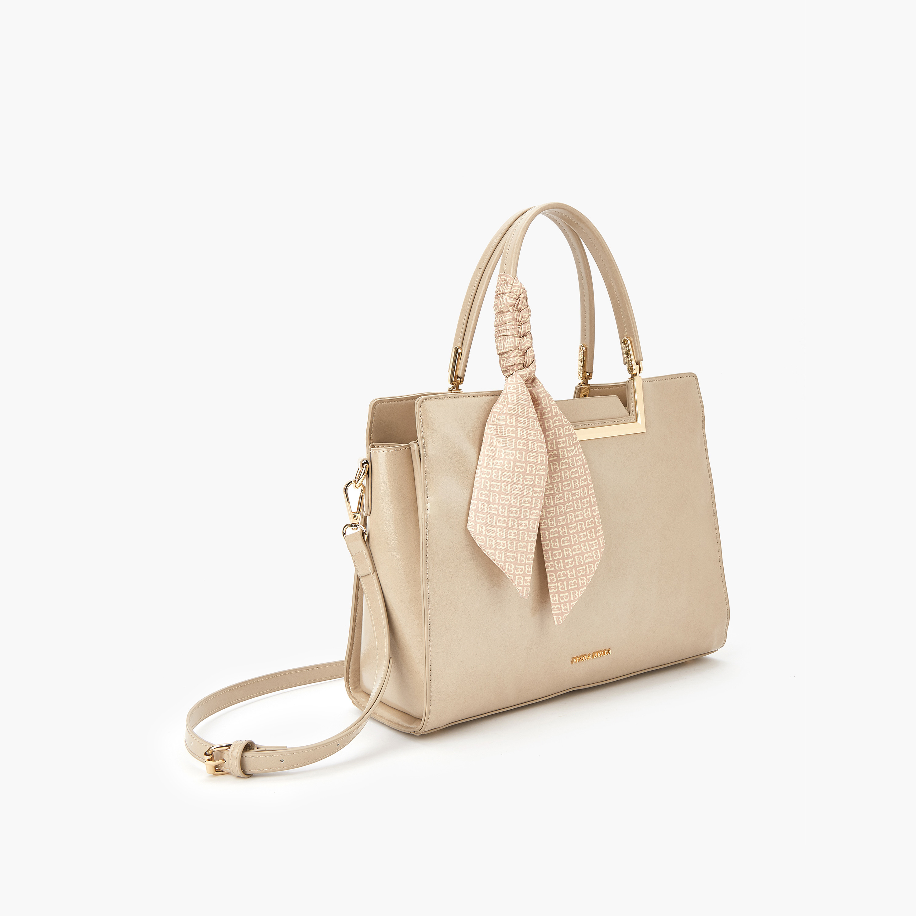 شنطة توت سادة بمقبض مزدوج وتفاصيل وشاح من فلورا بيلا-women-bagsandwallets-handbags-image-3
