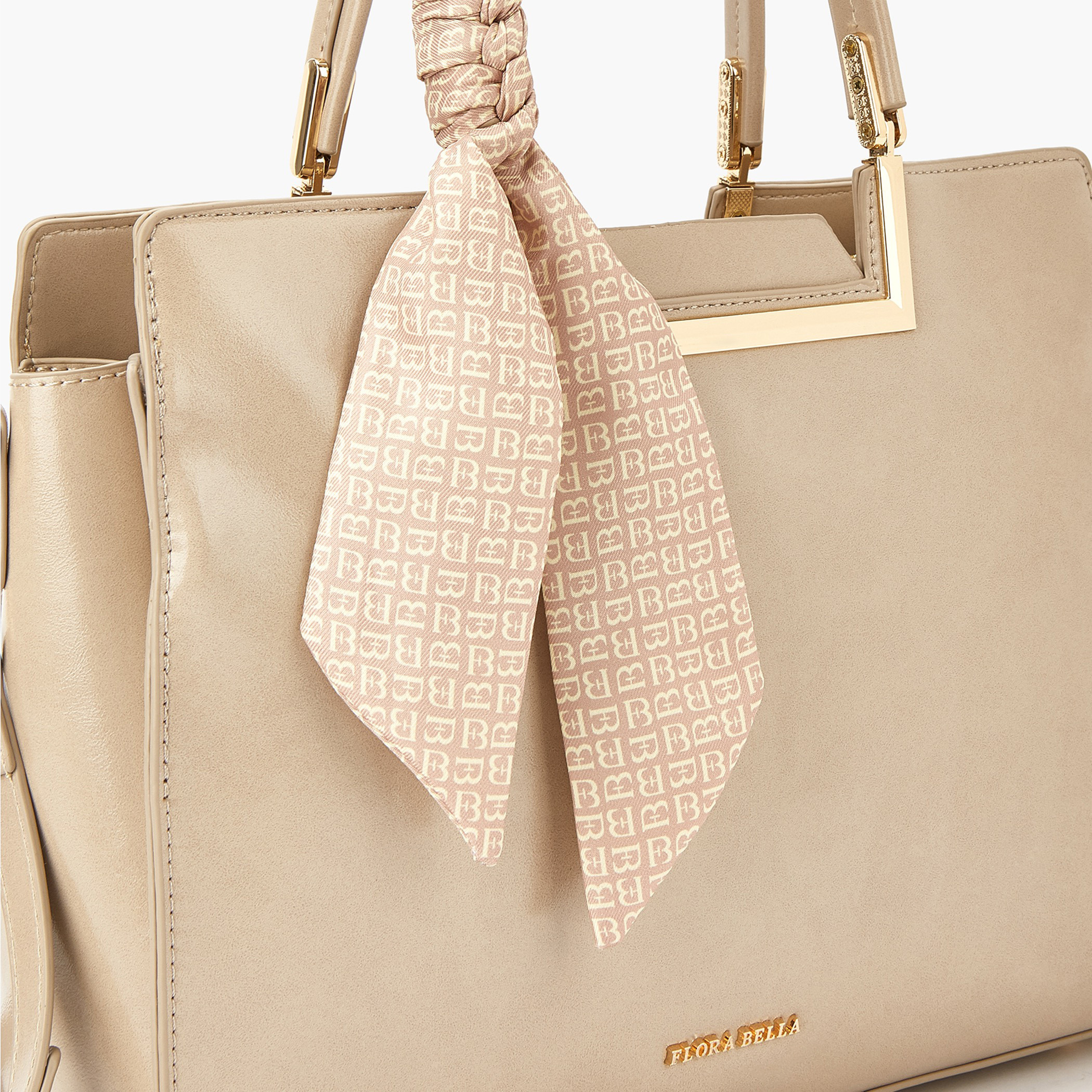 شنطة توت سادة بمقبض مزدوج وتفاصيل وشاح من فلورا بيلا-women-bagsandwallets-handbags-image-4