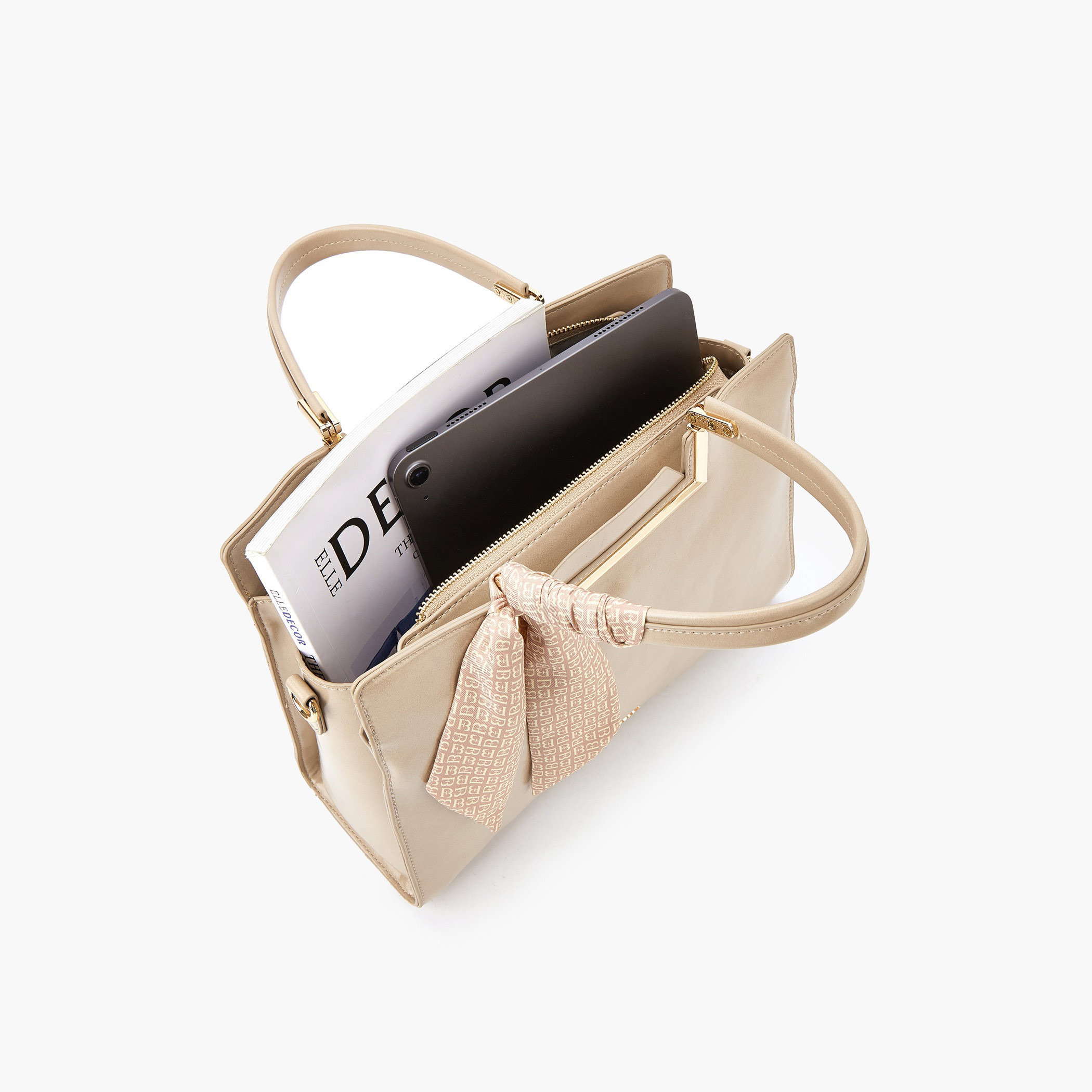 شنطة توت سادة بمقبض مزدوج وتفاصيل وشاح من فلورا بيلا-women-bagsandwallets-handbags-image-7