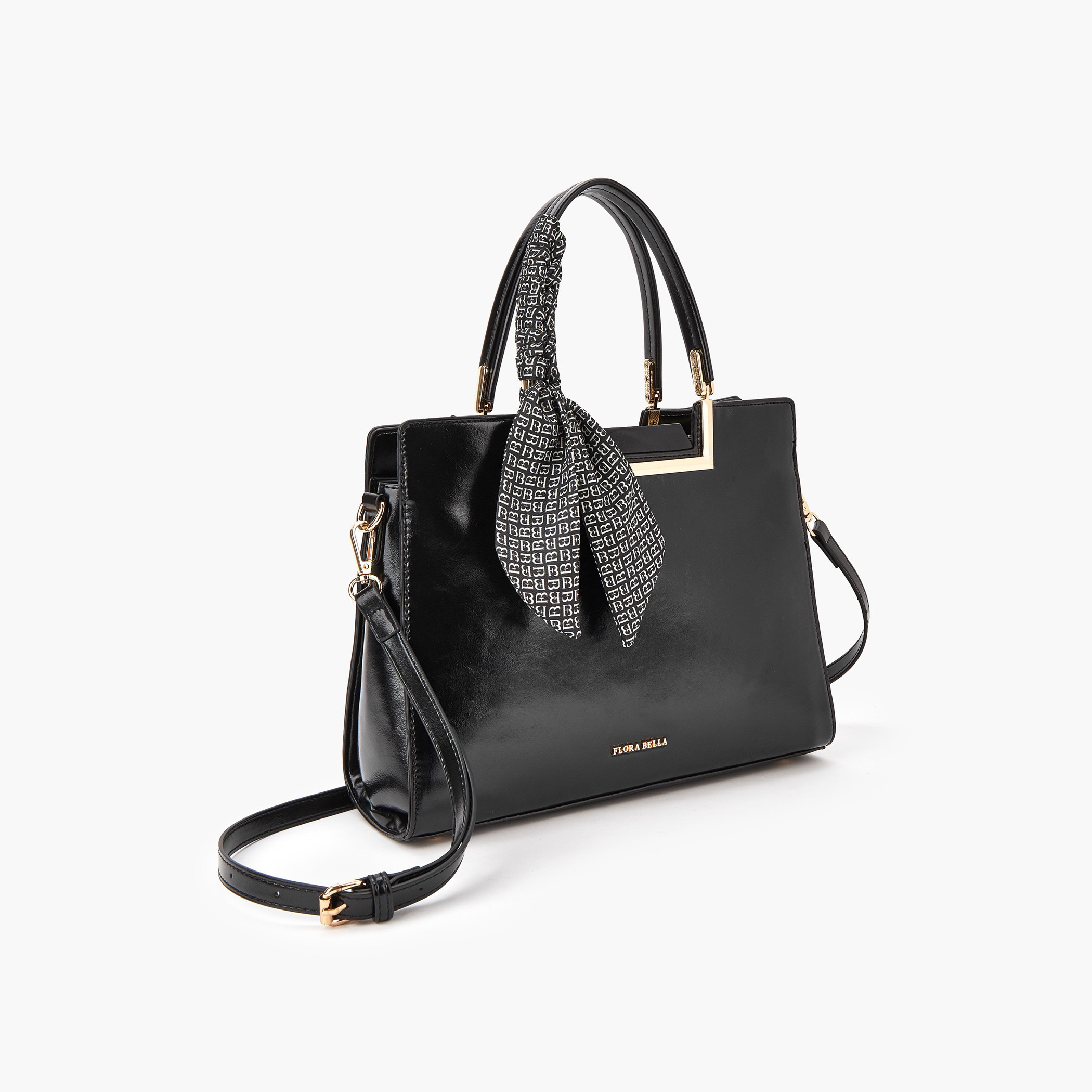 شنطة توت سادة بمقبض مزدوج وتفاصيل وشاح من فلورا بيلا-women-bagsandwallets-handbags-image-5