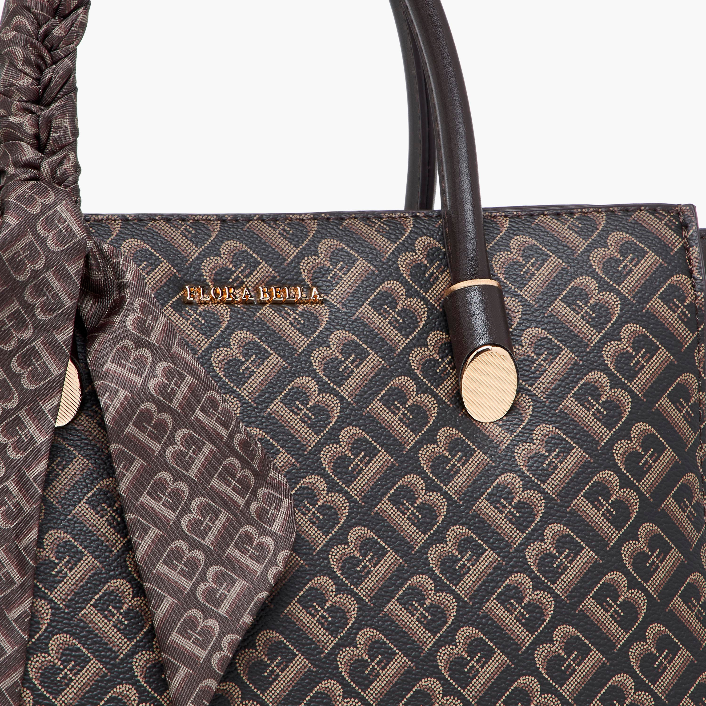 Flora Bella Scarf Accent Monogram Print Tote Bag with Zip Closure-women-bagsandwallets-handbags-image-6