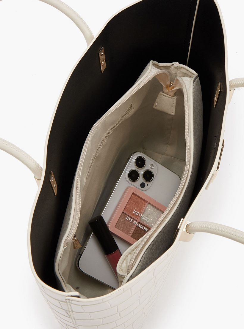 شنطة توتي بارزة الملمس مزيّنة بشريطة مع شنطة صغيرة من فلورا بيلا-women-bagsandwallets-handbags-image-7