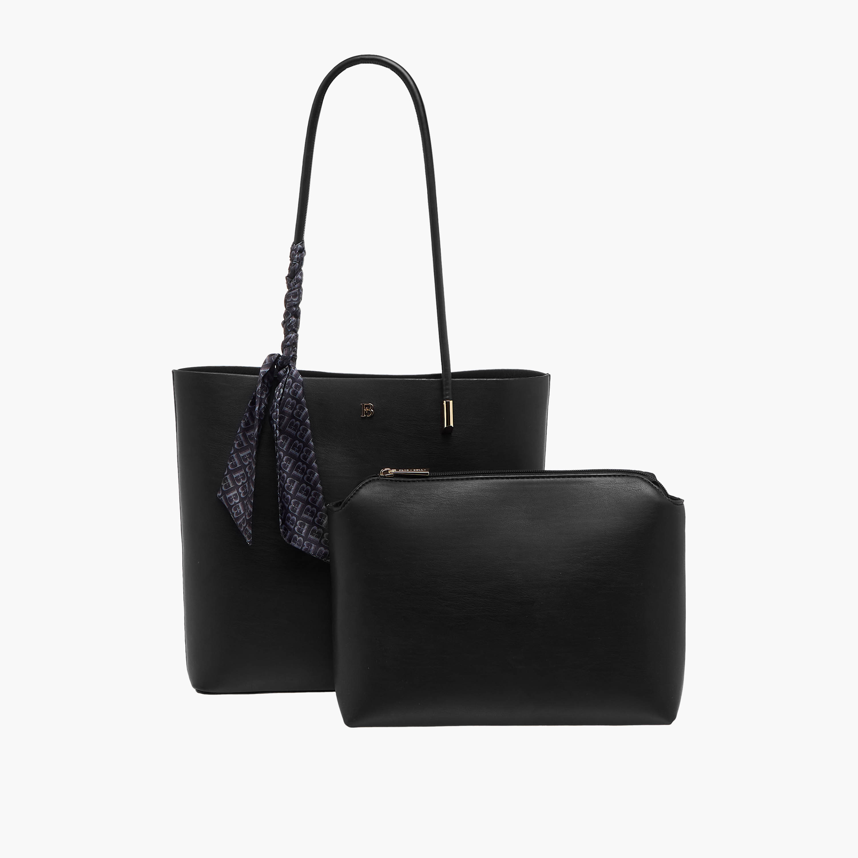 شنطة توتي سادة مزينة بوشاح مونوجرام مع شنطة صغيرة من من فلورا بيلا-women-bagsandwallets-handbags-image-1
